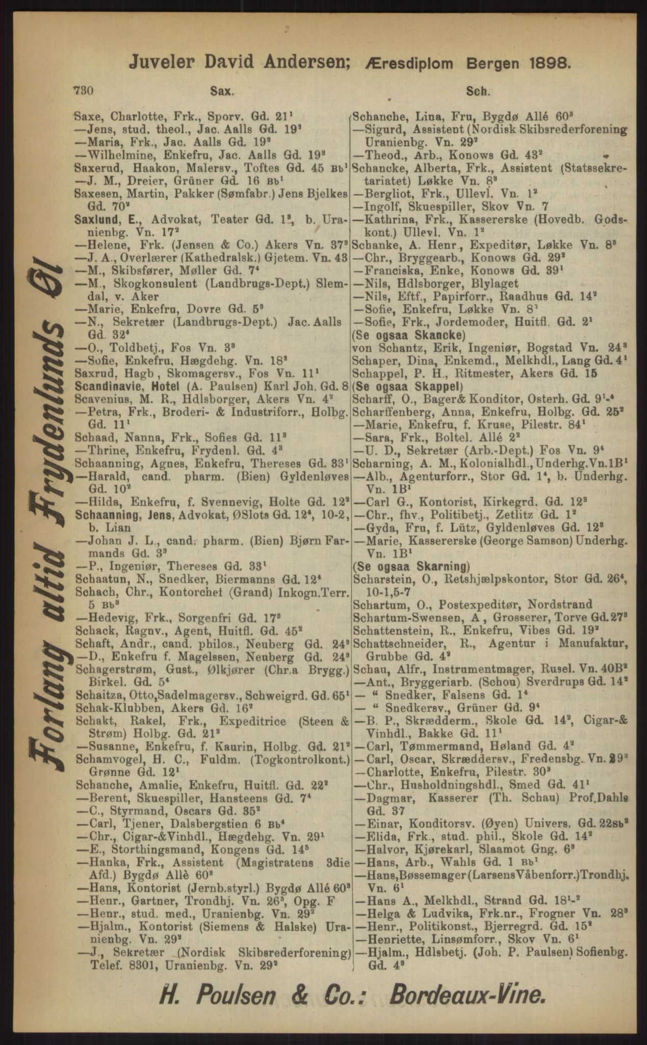 Kristiania/Oslo adressebok, PUBL/-, 1903, p. 730