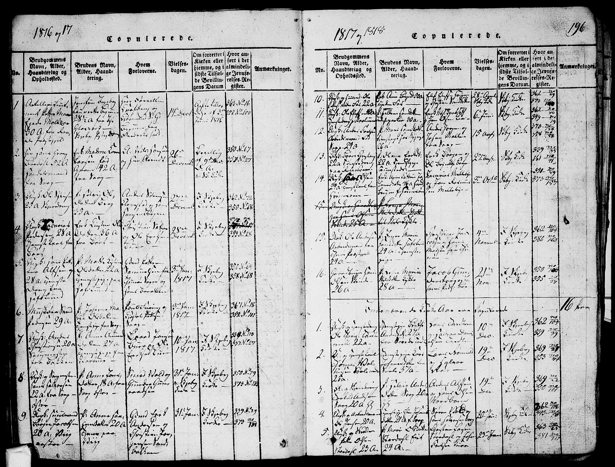Skjeberg prestekontor Kirkebøker, SAO/A-10923/G/Ga/L0001: Parish register (copy) no. I 1, 1815-1830, p. 196
