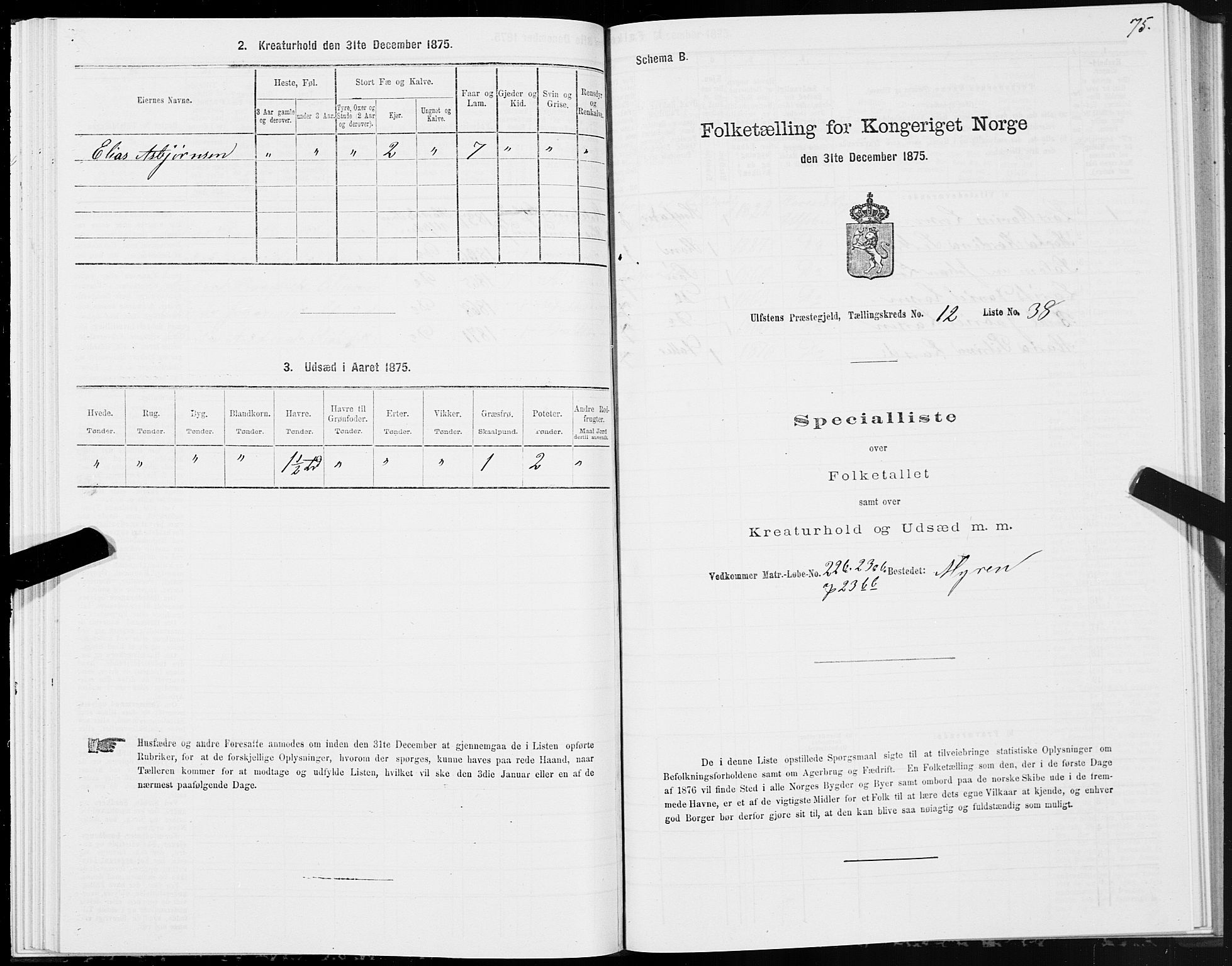 SAT, 1875 census for 1516P Ulstein, 1875, p. 5075