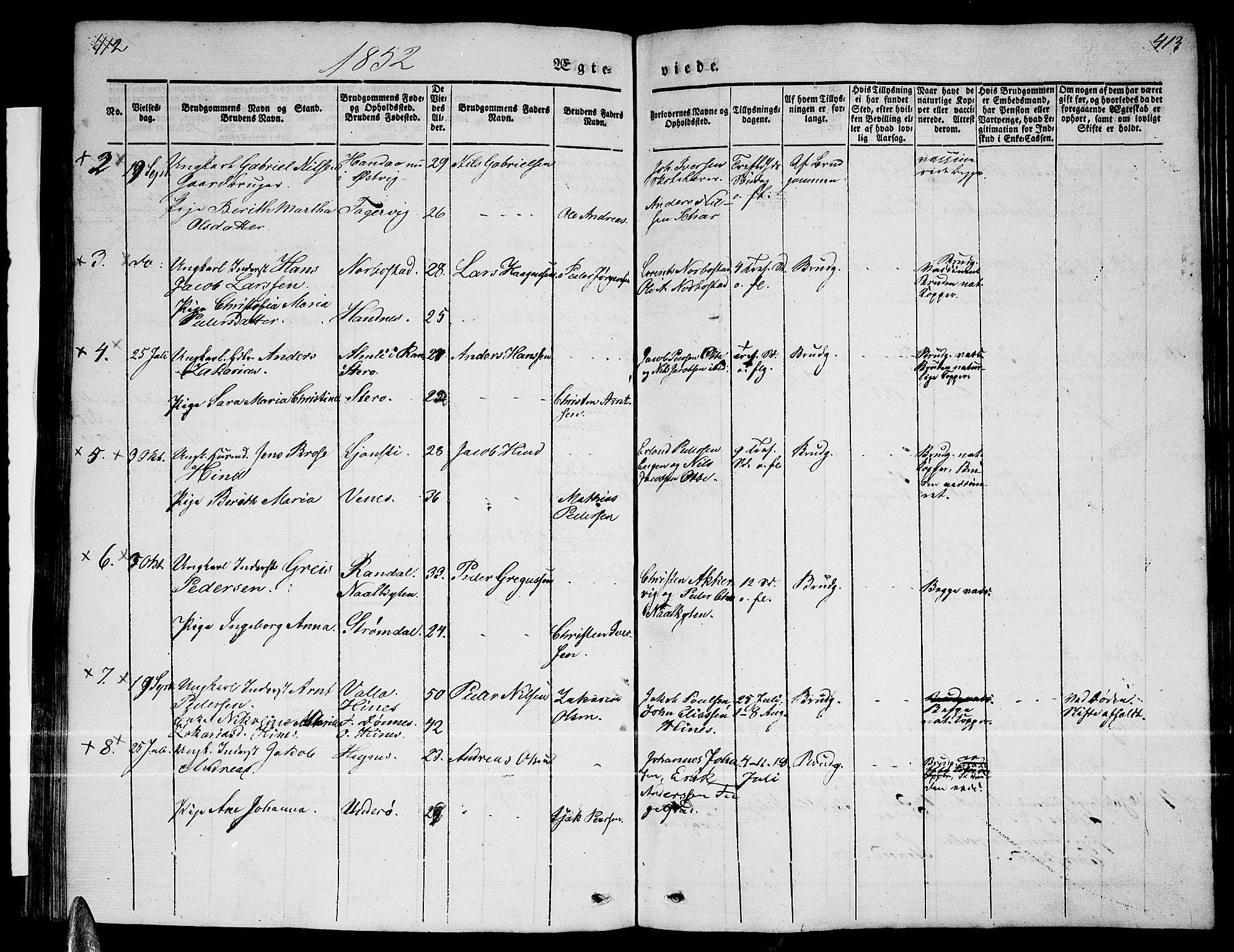 Ministerialprotokoller, klokkerbøker og fødselsregistre - Nordland, AV/SAT-A-1459/838/L0555: Parish register (copy) no. 838C02, 1842-1861, p. 412-413