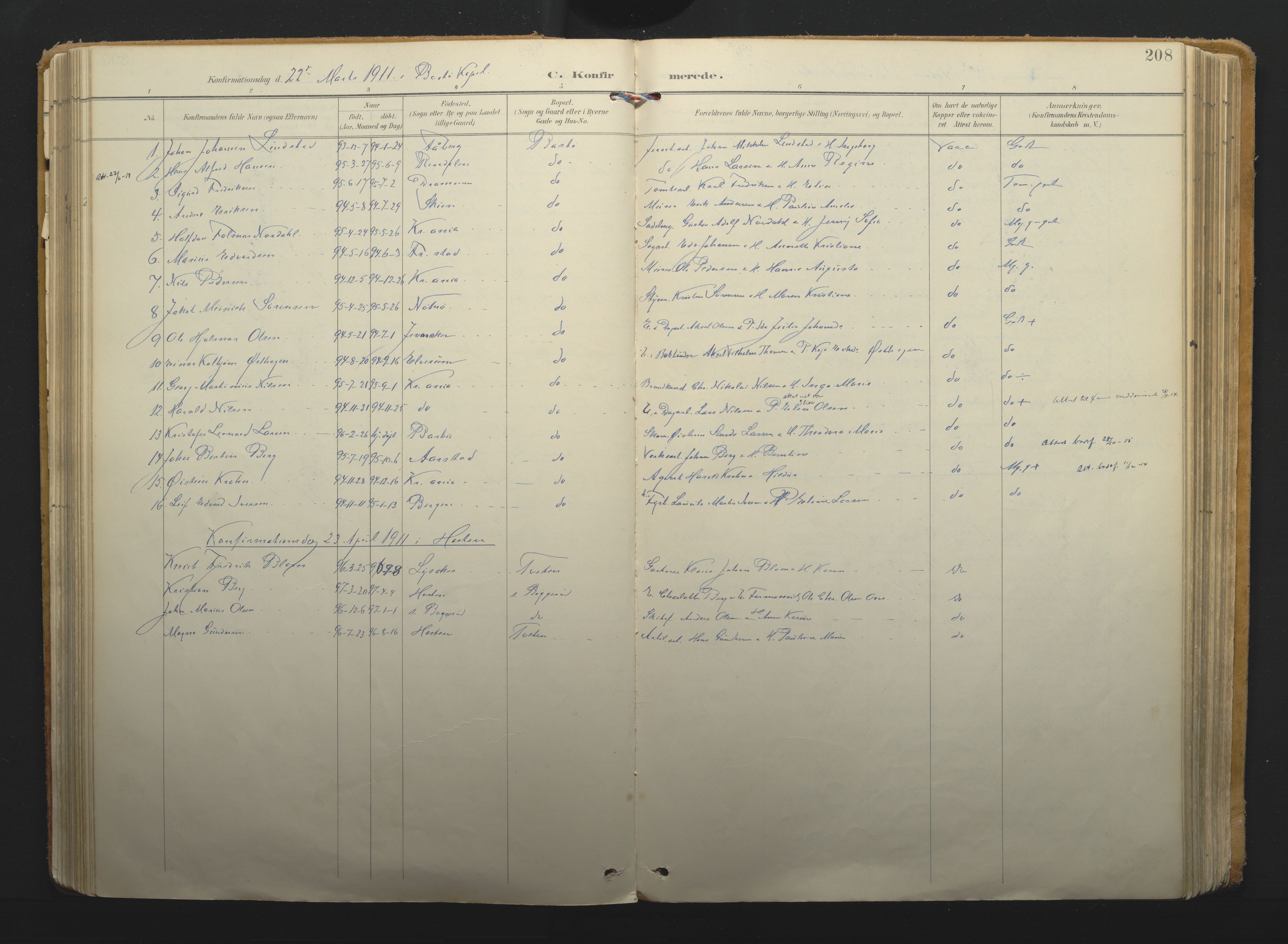 Borre kirkebøker, AV/SAKO-A-338/F/Fa/L0011: Parish register (official) no. I 11, 1897-1921, p. 208