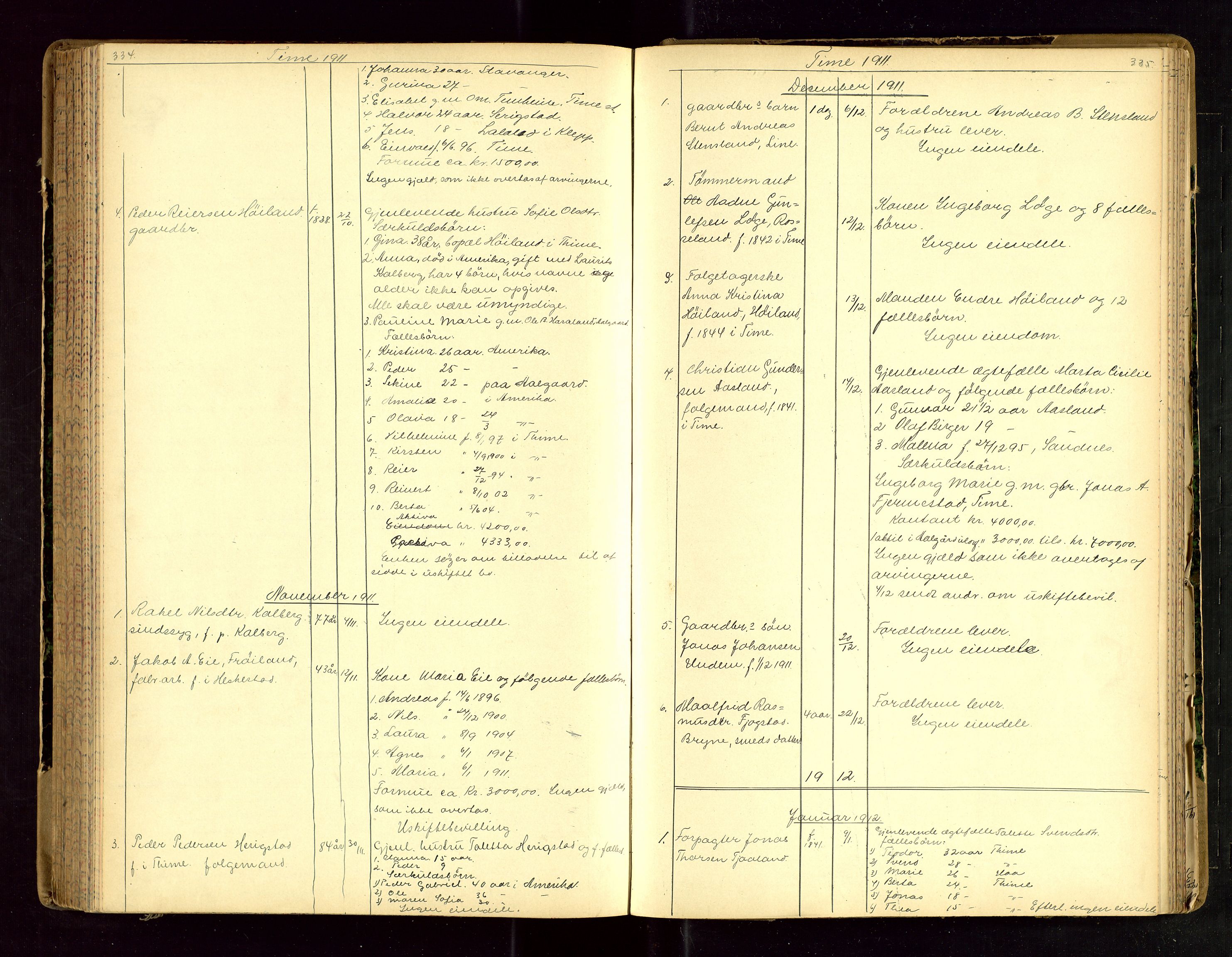 Jæren sorenskriveri, AV/SAST-A-100310/01/5/52/52B/L0003: DØDSFALLPROTOKOLL, 1910-1916, p. 334-335