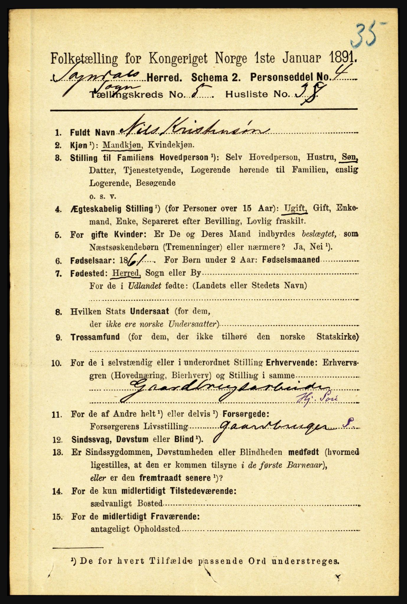 RA, 1891 census for 1420 Sogndal, 1891, p. 2542