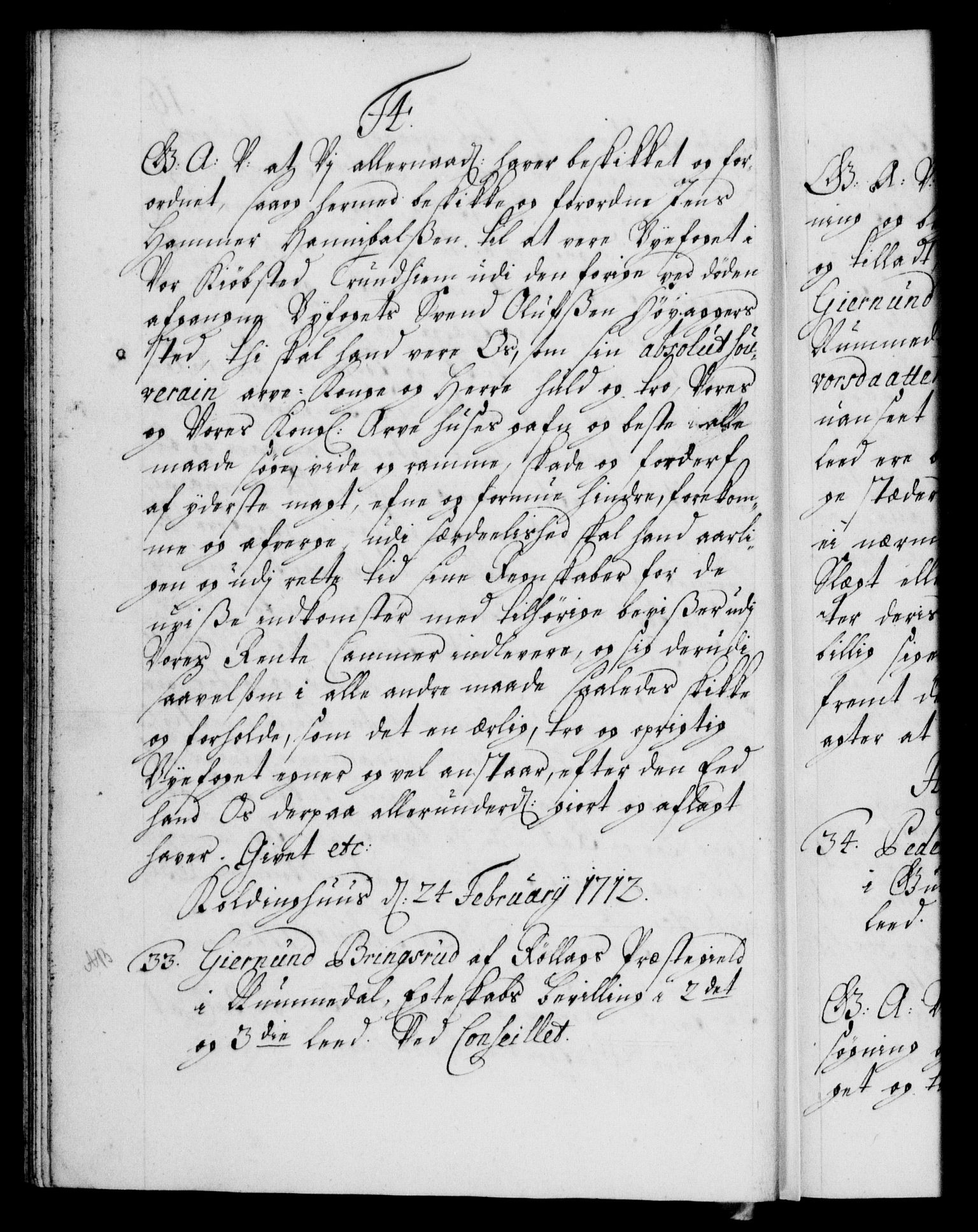 Danske Kanselli 1572-1799, AV/RA-EA-3023/F/Fc/Fca/Fcaa/L0021: Norske registre, 1712-1715, p. 16b