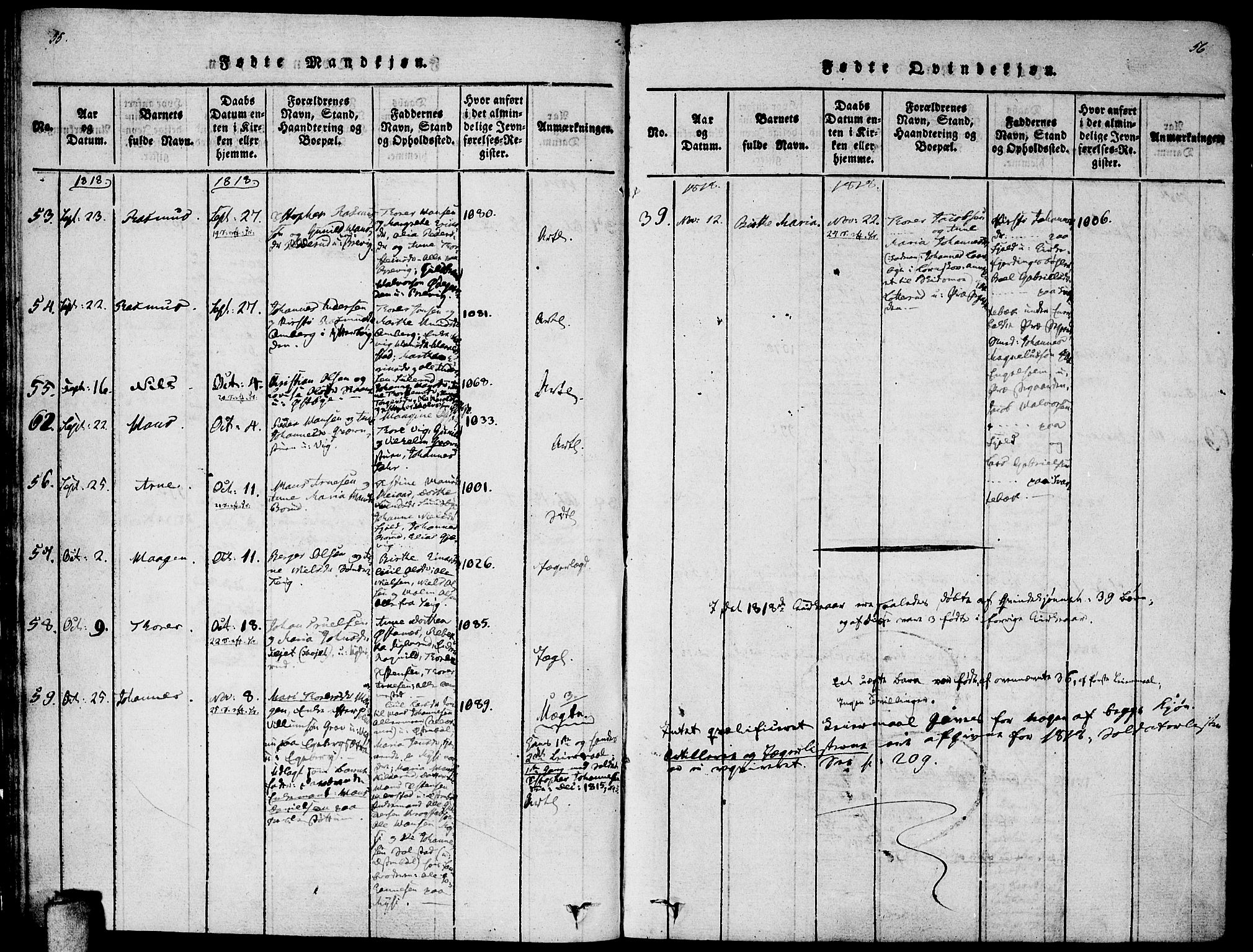 Enebakk prestekontor Kirkebøker, AV/SAO-A-10171c/F/Fa/L0005: Parish register (official) no. I 5, 1790-1825, p. 55-56