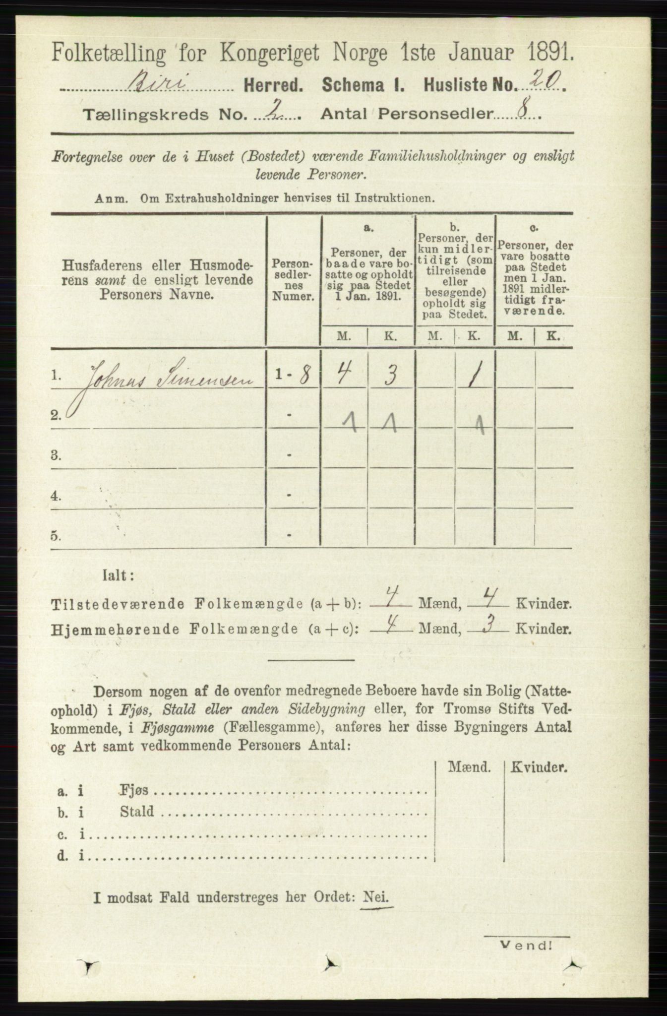 RA, 1891 census for 0525 Biri, 1891, p. 477