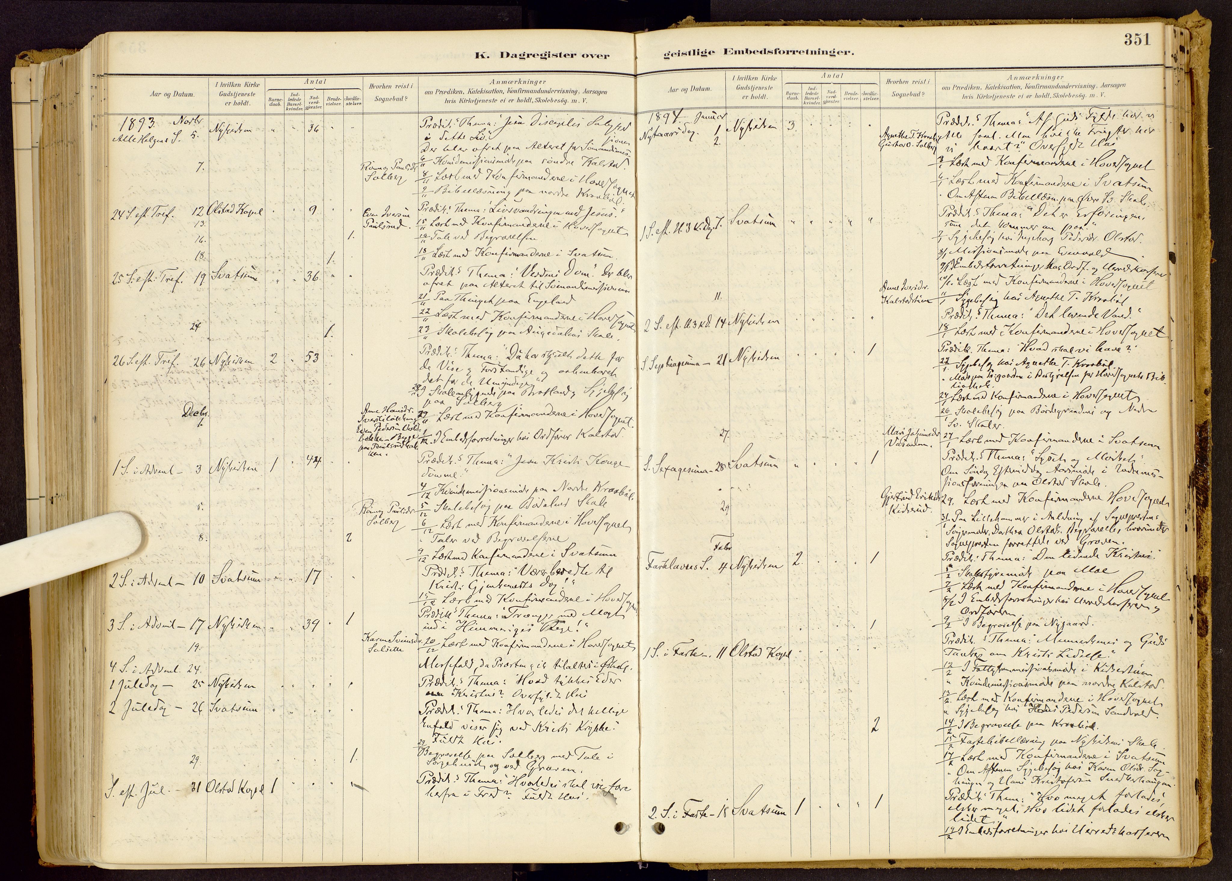 Vestre Gausdal prestekontor, SAH/PREST-094/H/Ha/Haa/L0001: Parish register (official) no. 1, 1887-1914, p. 351