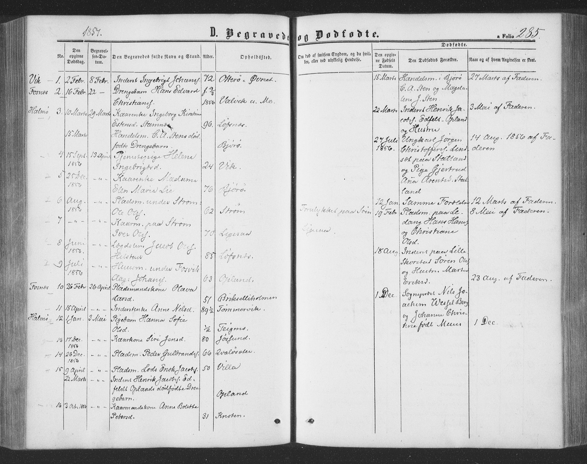 Ministerialprotokoller, klokkerbøker og fødselsregistre - Nord-Trøndelag, SAT/A-1458/773/L0615: Parish register (official) no. 773A06, 1857-1870, p. 285