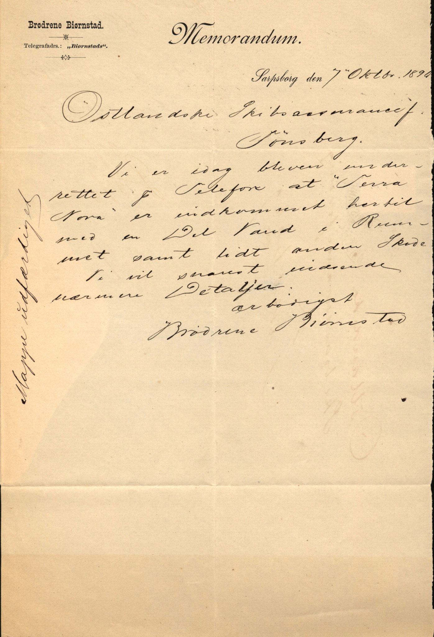 Pa 63 - Østlandske skibsassuranceforening, VEMU/A-1079/G/Ga/L0025/0007: Havaridokumenter / Terpsichore, Terra, Nova, 1890, p. 29