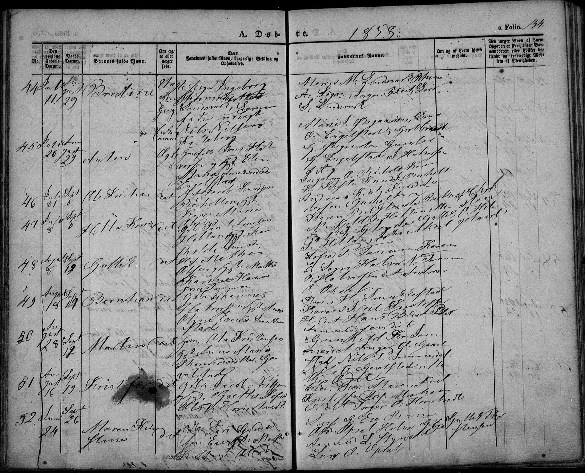 Lardal kirkebøker, AV/SAKO-A-350/F/Fa/L0006: Parish register (official) no. I 6, 1835-1860, p. 154