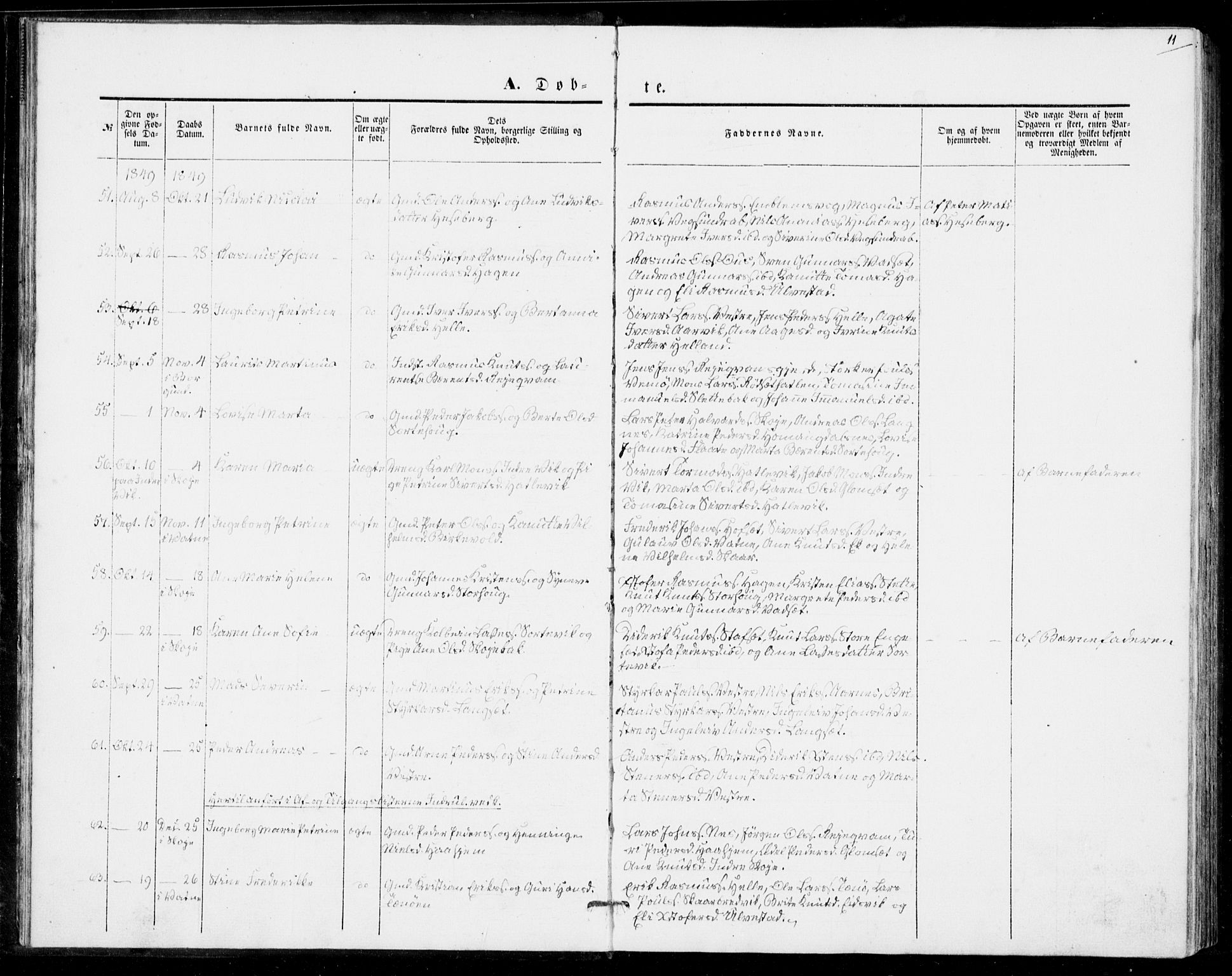 Ministerialprotokoller, klokkerbøker og fødselsregistre - Møre og Romsdal, SAT/A-1454/524/L0353: Parish register (official) no. 524A05, 1848-1856, p. 11