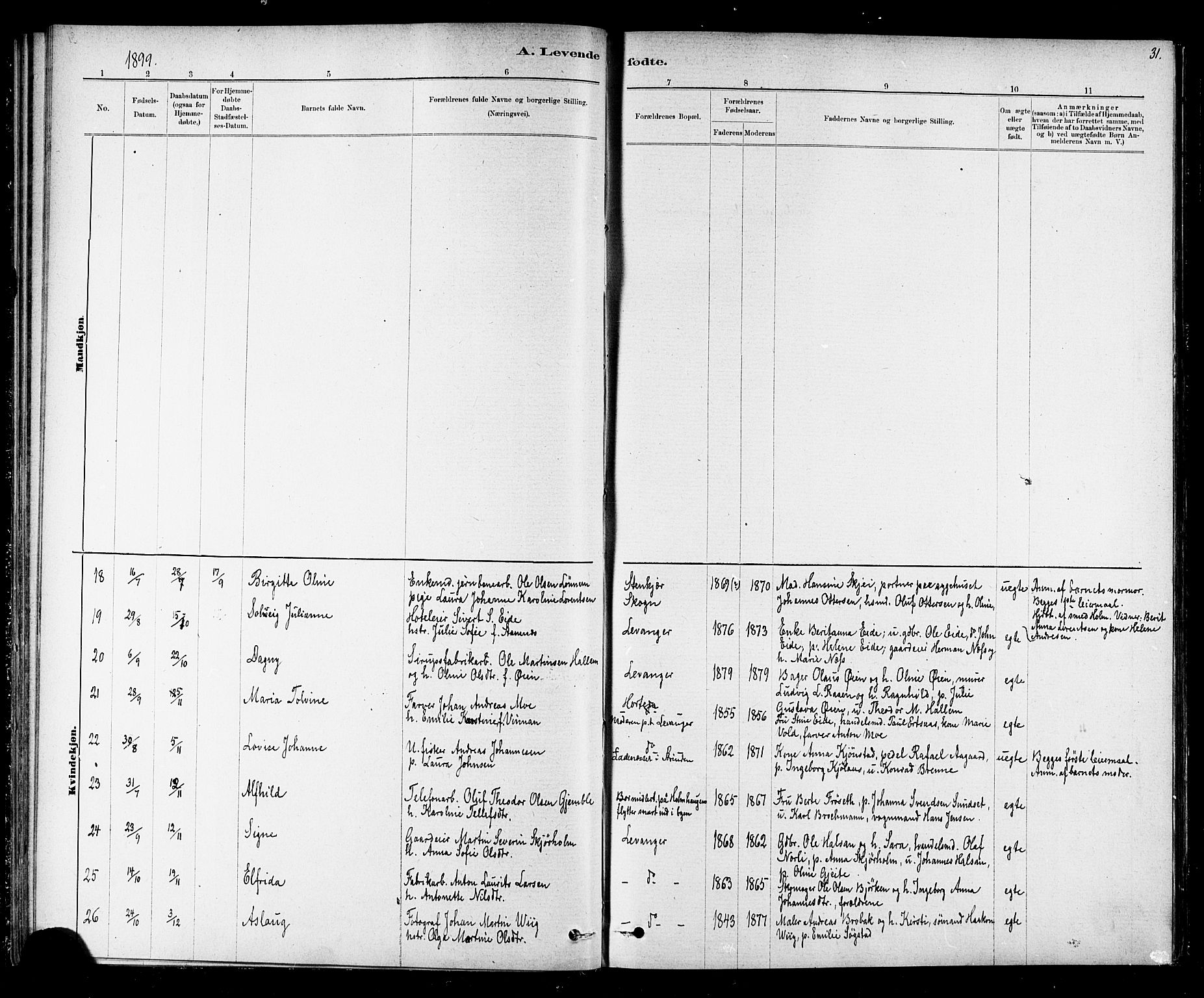 Ministerialprotokoller, klokkerbøker og fødselsregistre - Nord-Trøndelag, AV/SAT-A-1458/720/L0192: Parish register (copy) no. 720C01, 1880-1917, p. 31