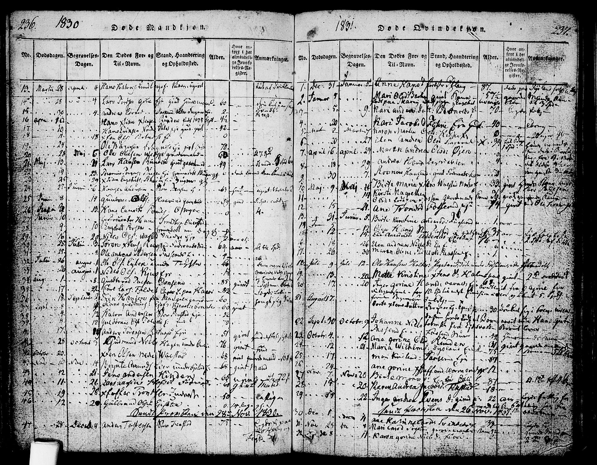 Nes prestekontor Kirkebøker, AV/SAO-A-10410/F/Fa/L0005: Parish register (official) no. I 5, 1815-1835, p. 236-237