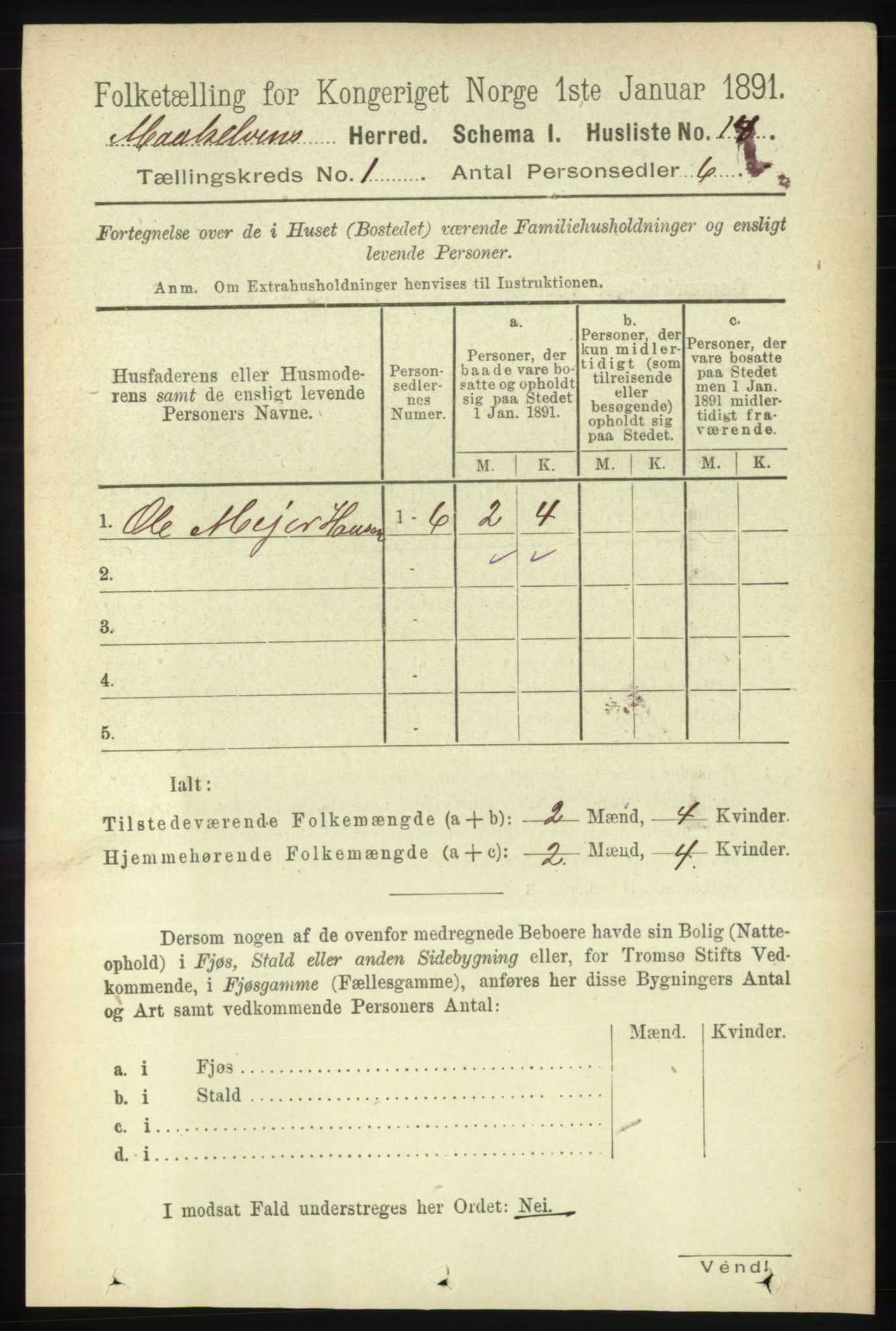 RA, 1891 census for 1924 Målselv, 1891, p. 44