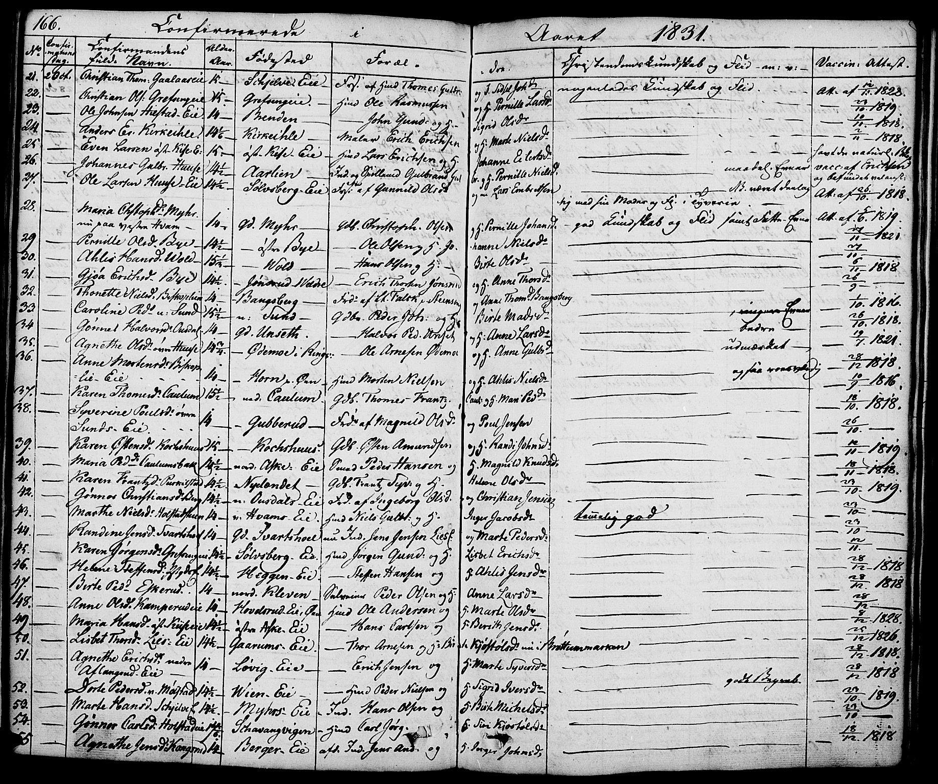 Nes prestekontor, Hedmark, AV/SAH-PREST-020/K/Ka/L0003: Parish register (official) no. 3, 1827-1851, p. 166