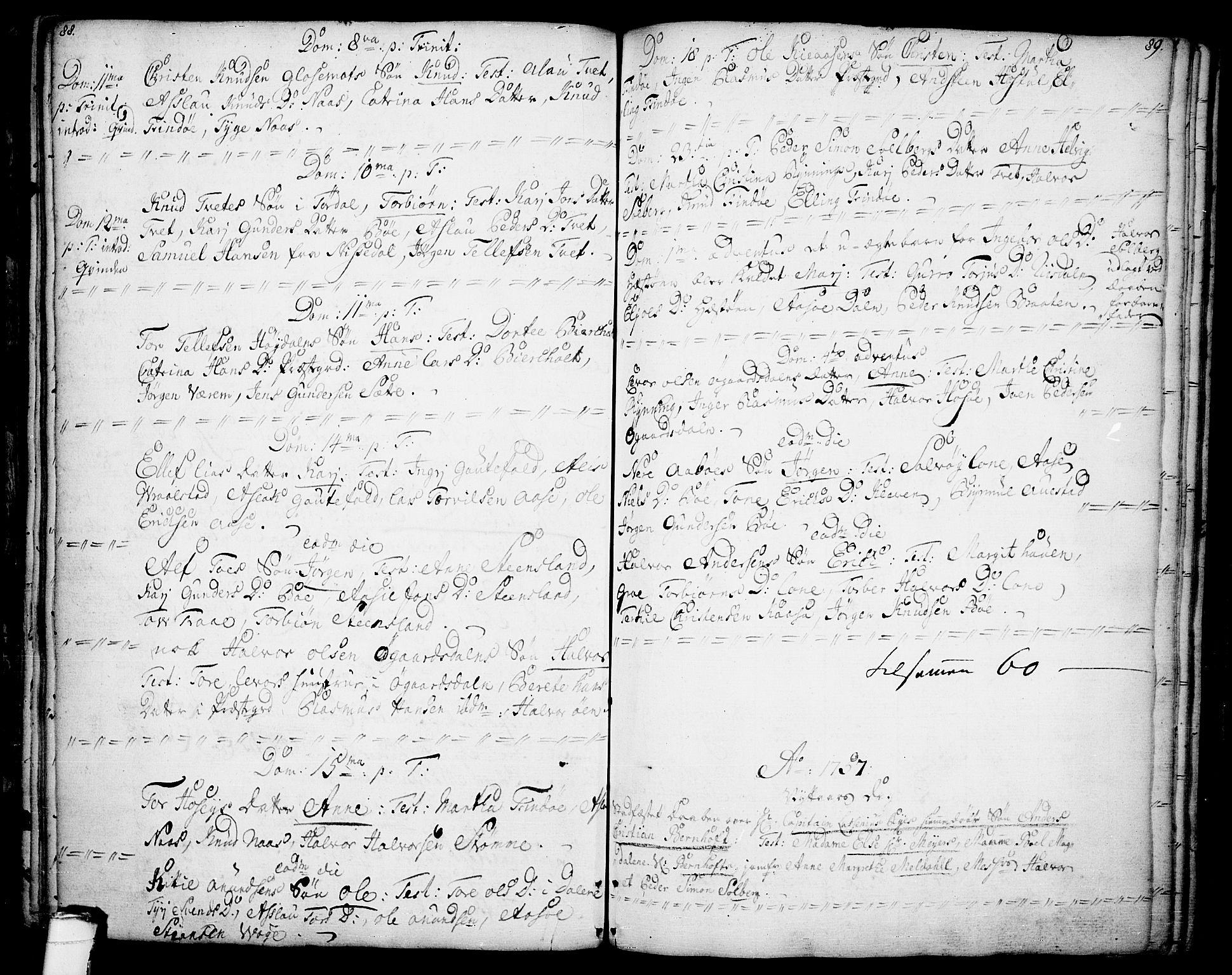 Drangedal kirkebøker, AV/SAKO-A-258/F/Fa/L0001: Parish register (official) no. 1, 1697-1767, p. 88-89