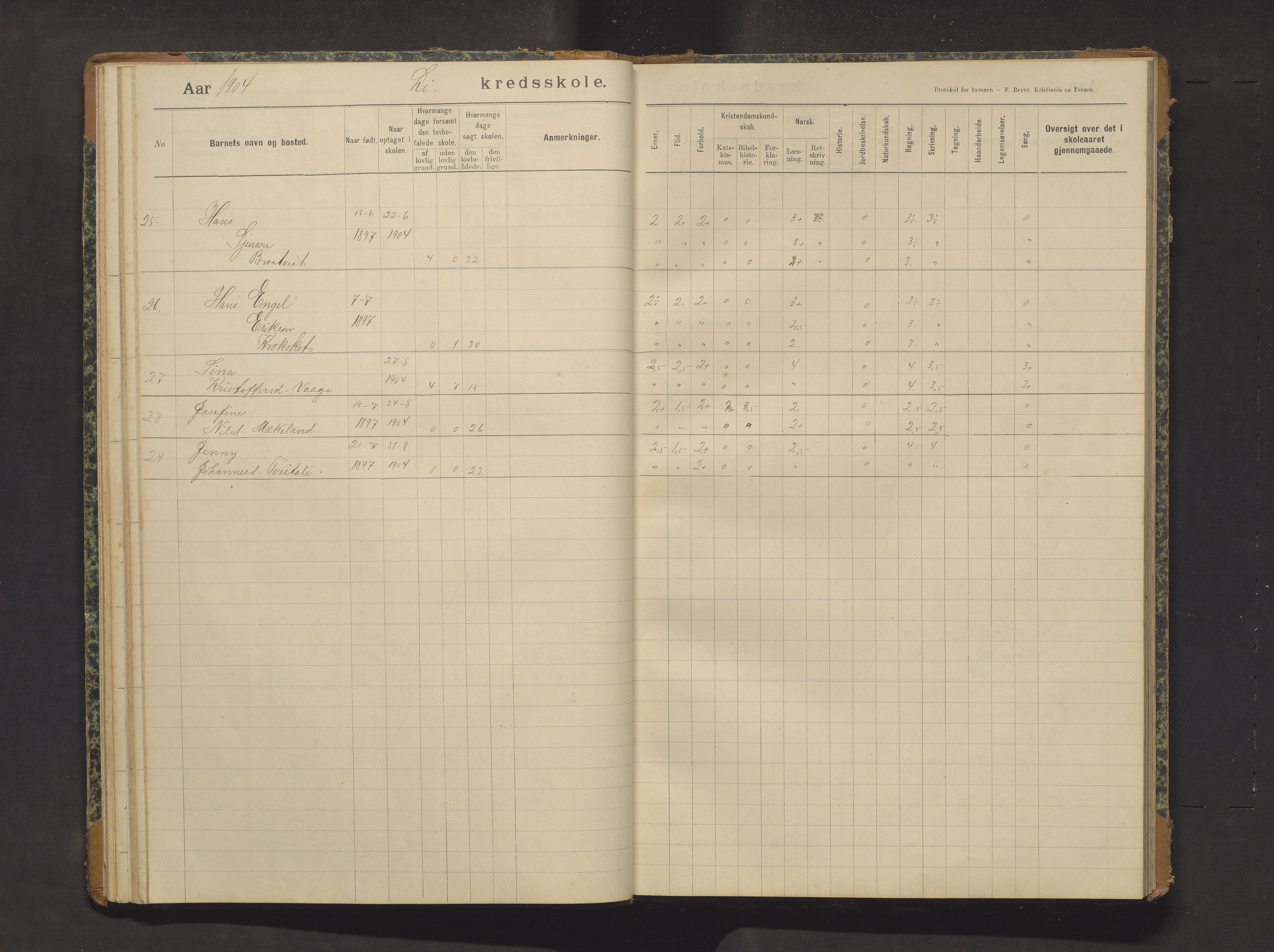 Sveio kommune. Barneskulane, IKAH/1216-231/F/Fa/L0029: Skuleprotokoll for Lid skule, 1903-1915, p. 27