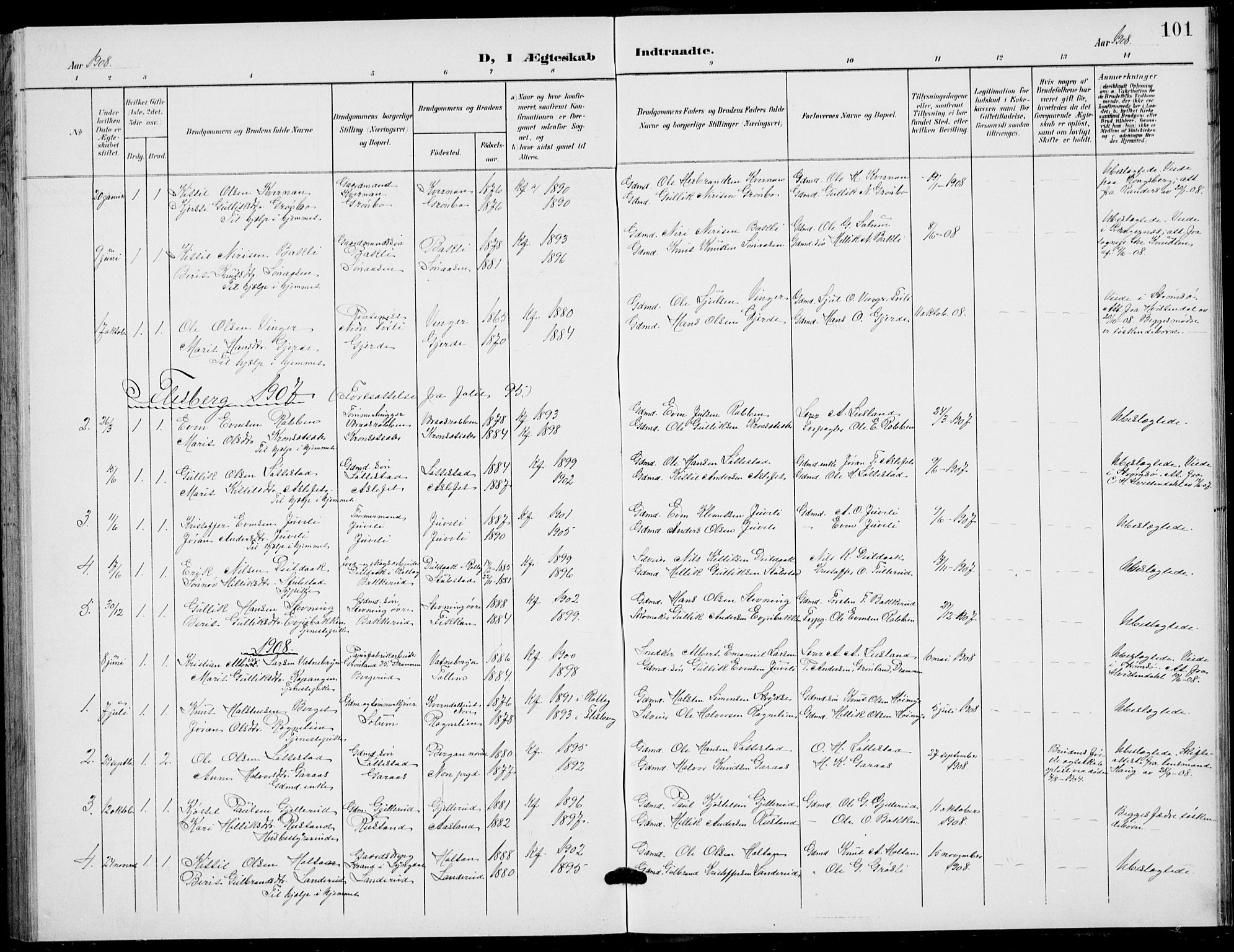 Flesberg kirkebøker, AV/SAKO-A-18/G/Ga/L0005: Parish register (copy) no. I 5, 1899-1908, p. 101