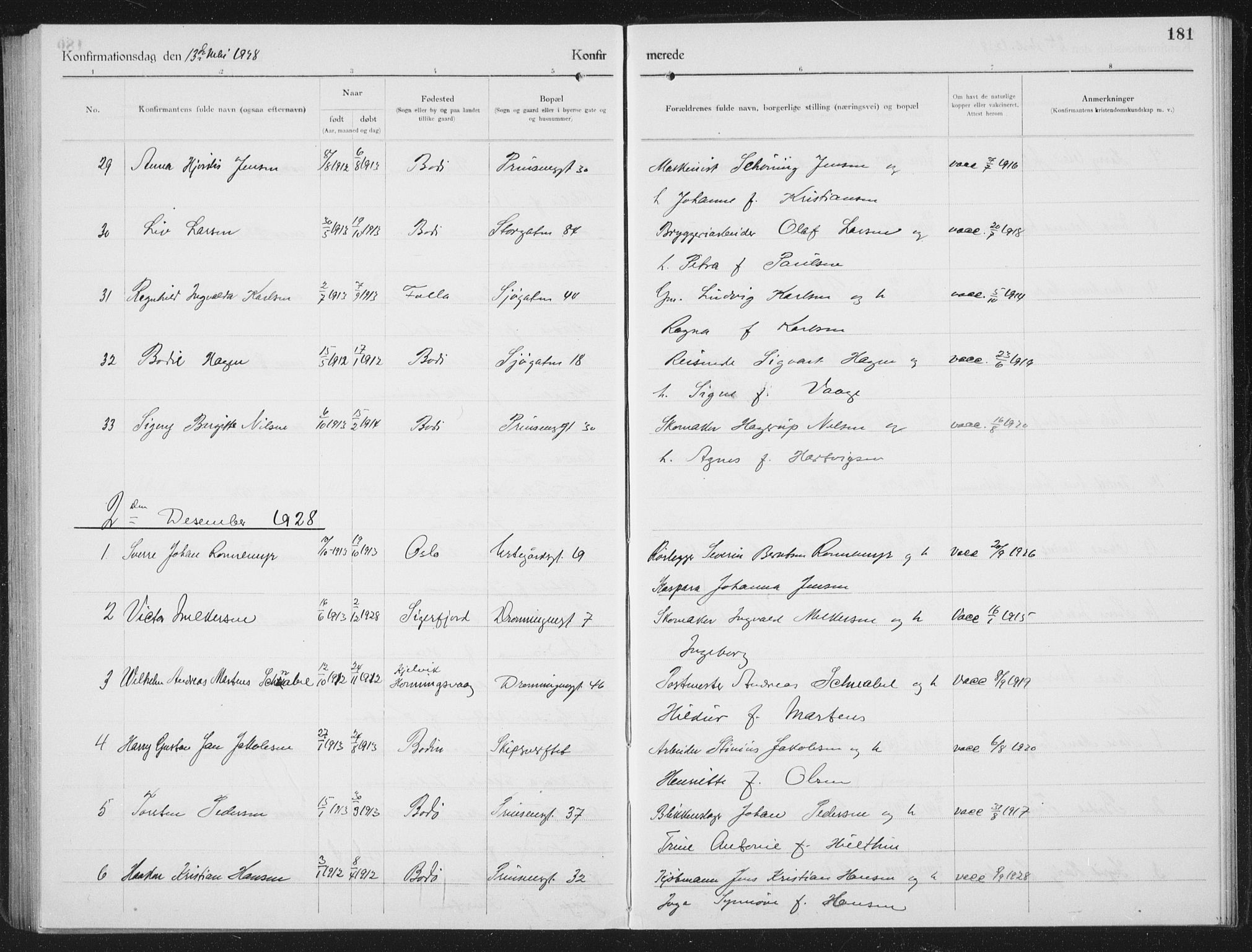 Ministerialprotokoller, klokkerbøker og fødselsregistre - Nordland, AV/SAT-A-1459/801/L0037: Parish register (copy) no. 801C12, 1921-1937, p. 181