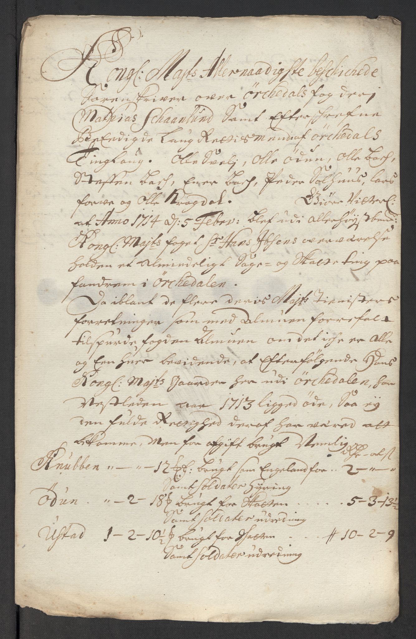 Rentekammeret inntil 1814, Reviderte regnskaper, Fogderegnskap, AV/RA-EA-4092/R60/L3964: Fogderegnskap Orkdal og Gauldal, 1713, p. 506