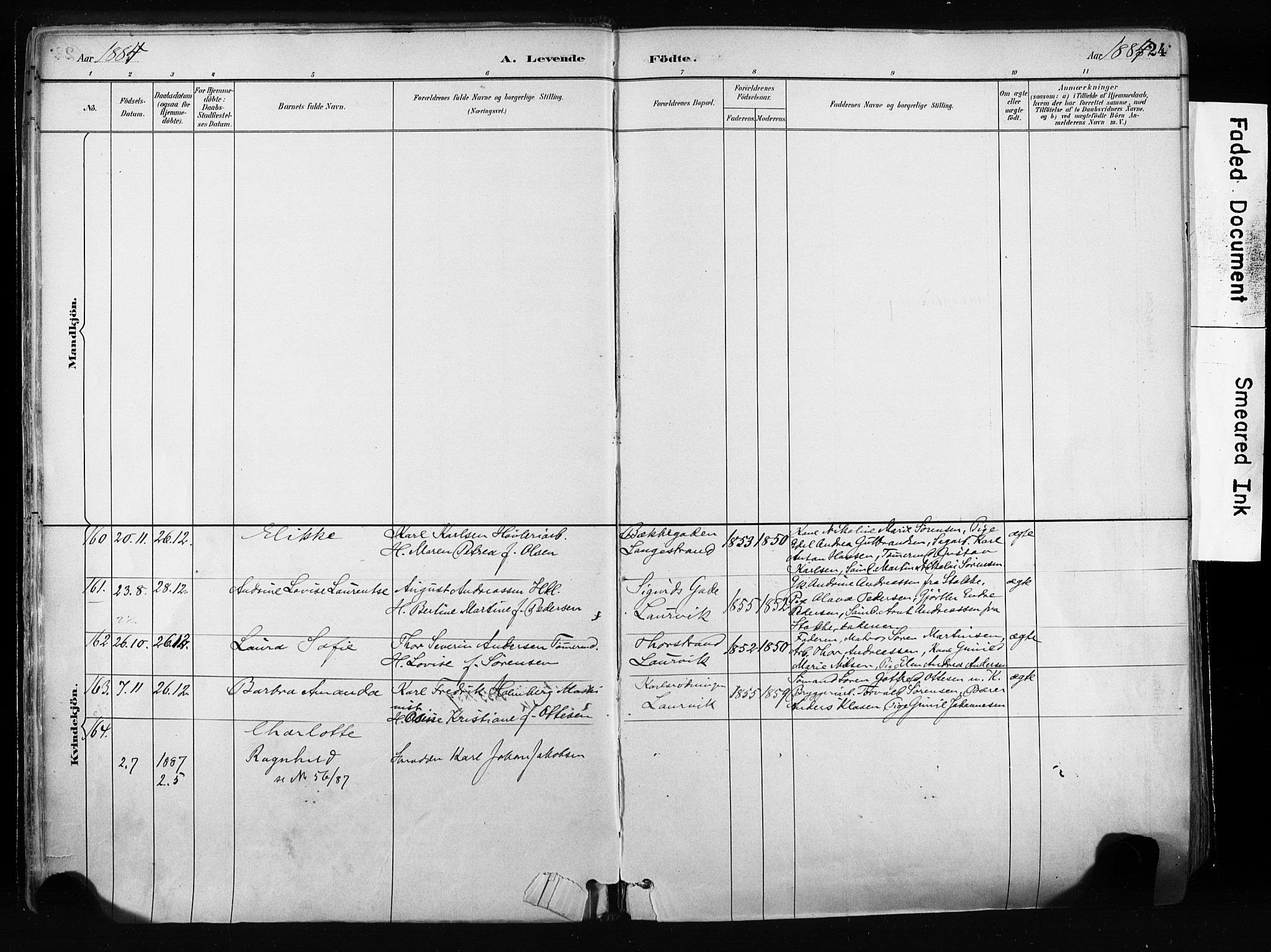 Larvik kirkebøker, AV/SAKO-A-352/F/Fa/L0009: Parish register (official) no. I 9, 1884-1904, p. 24