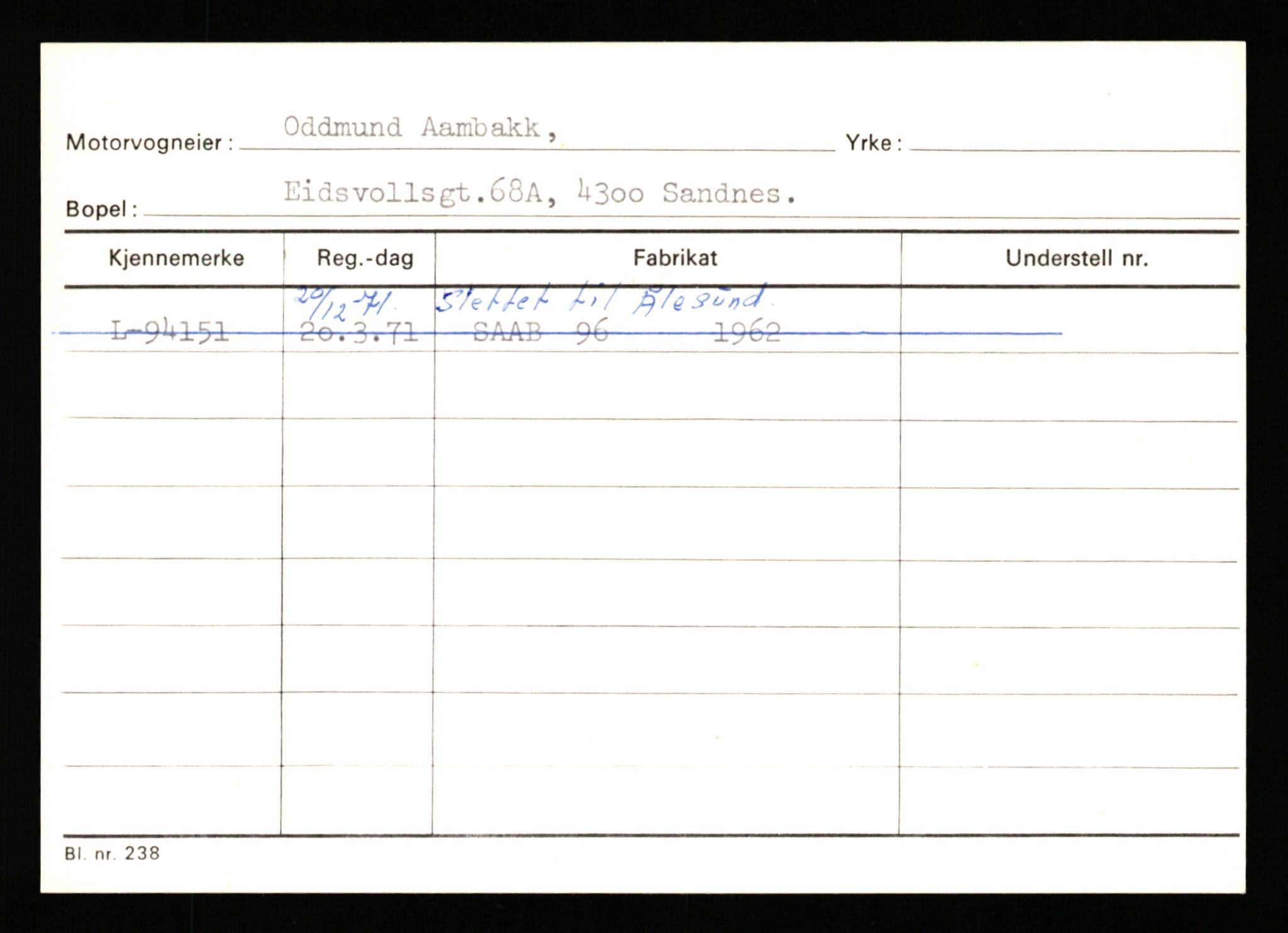 Stavanger trafikkstasjon, SAST/A-101942/0/H/L0044: Øksna - Åmo, 1930-1971, p. 2490