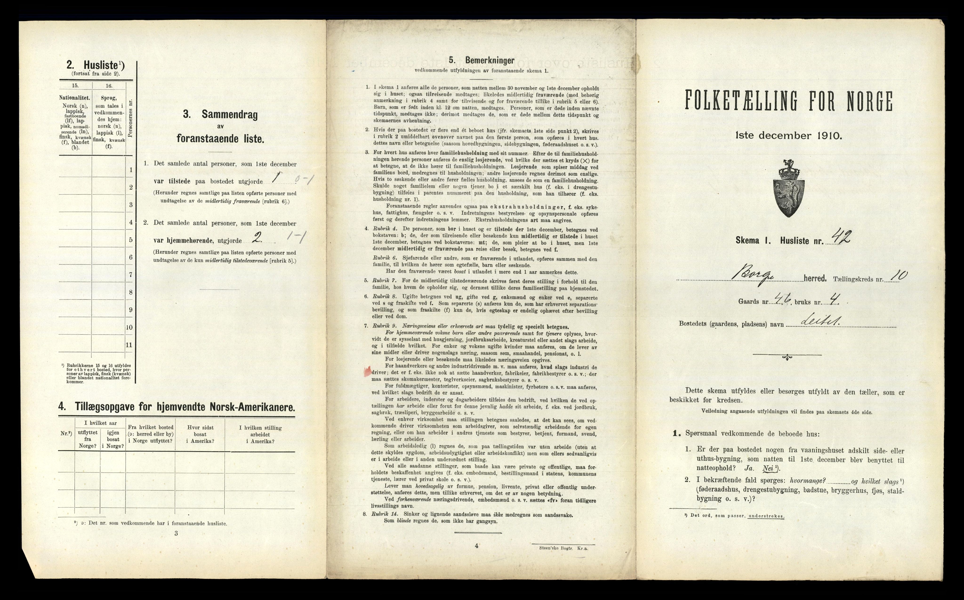 RA, 1910 census for Borge, 1910, p. 1077