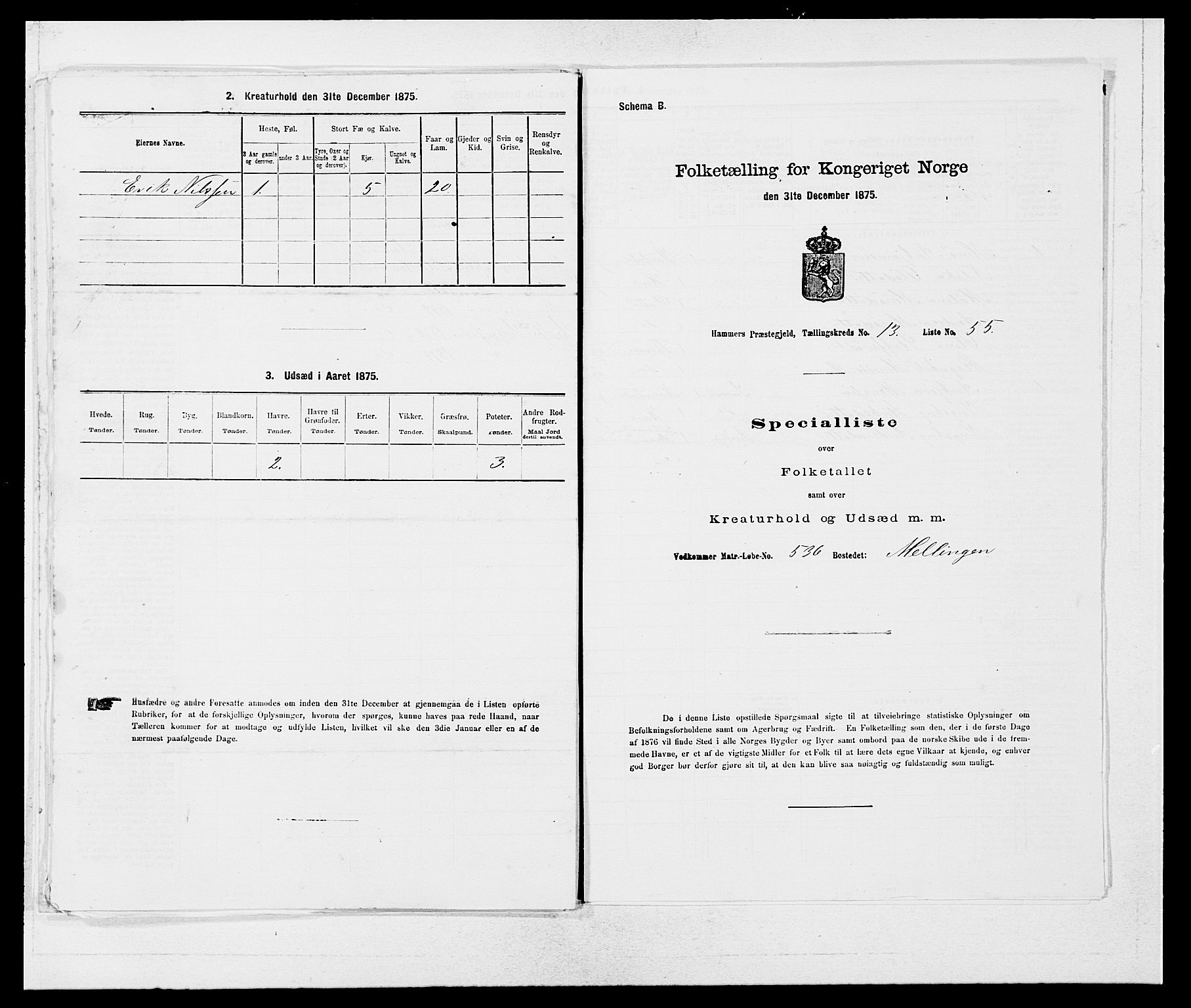 SAB, 1875 census for 1254P Hamre, 1875, p. 1808