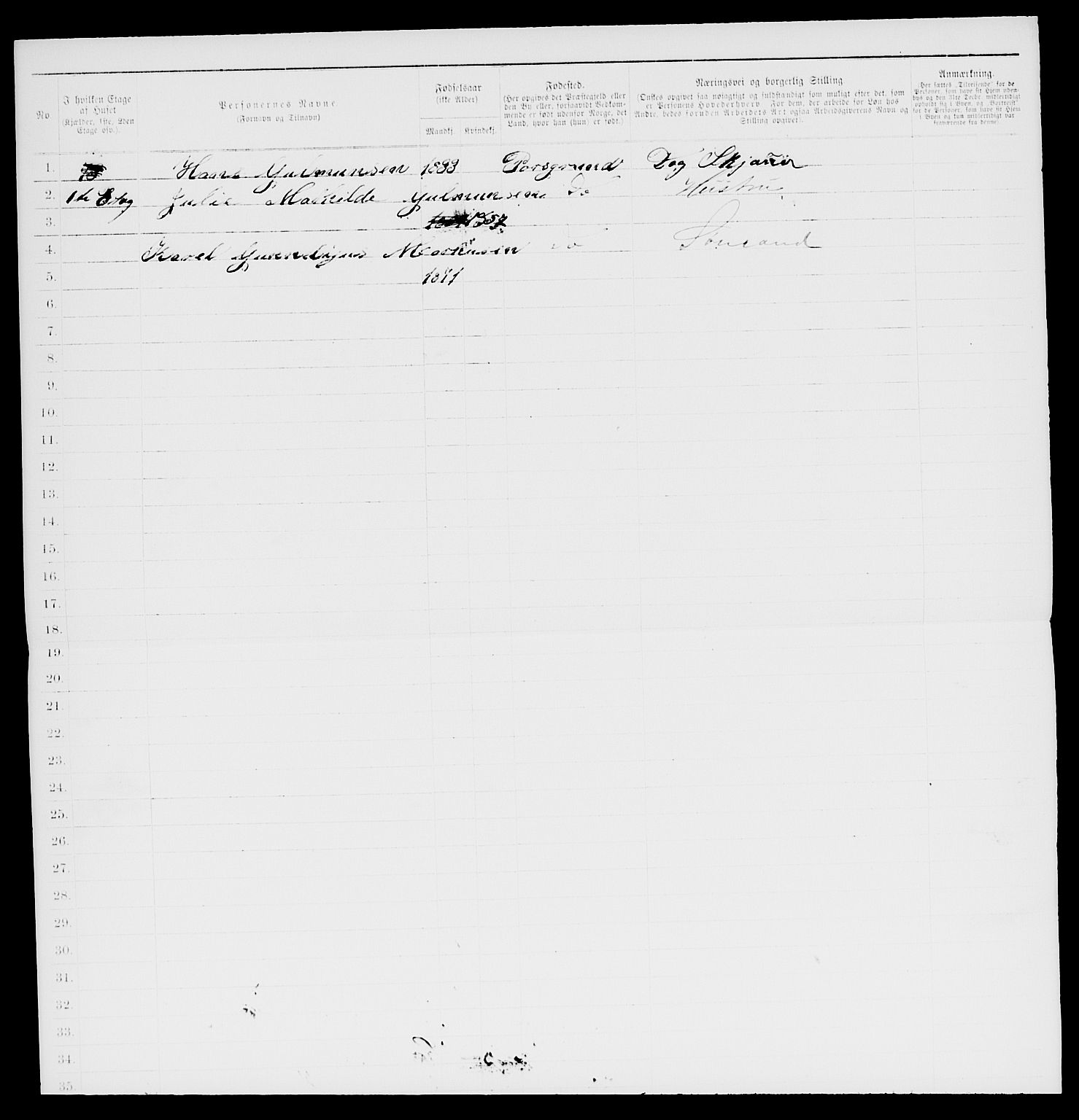 SAKO, 1885 census for 0805 Porsgrunn, 1885, p. 599