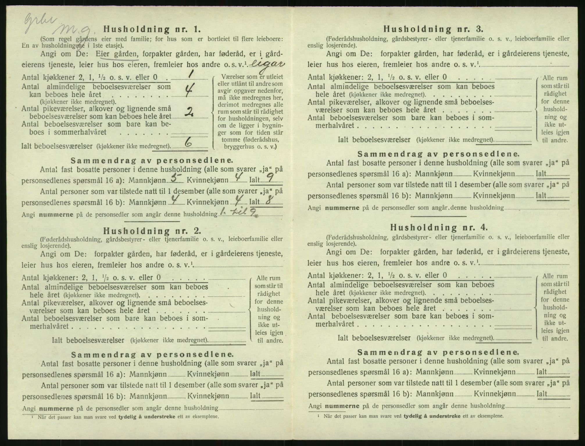 SAK, 1920 census for Herefoss, 1920, p. 127