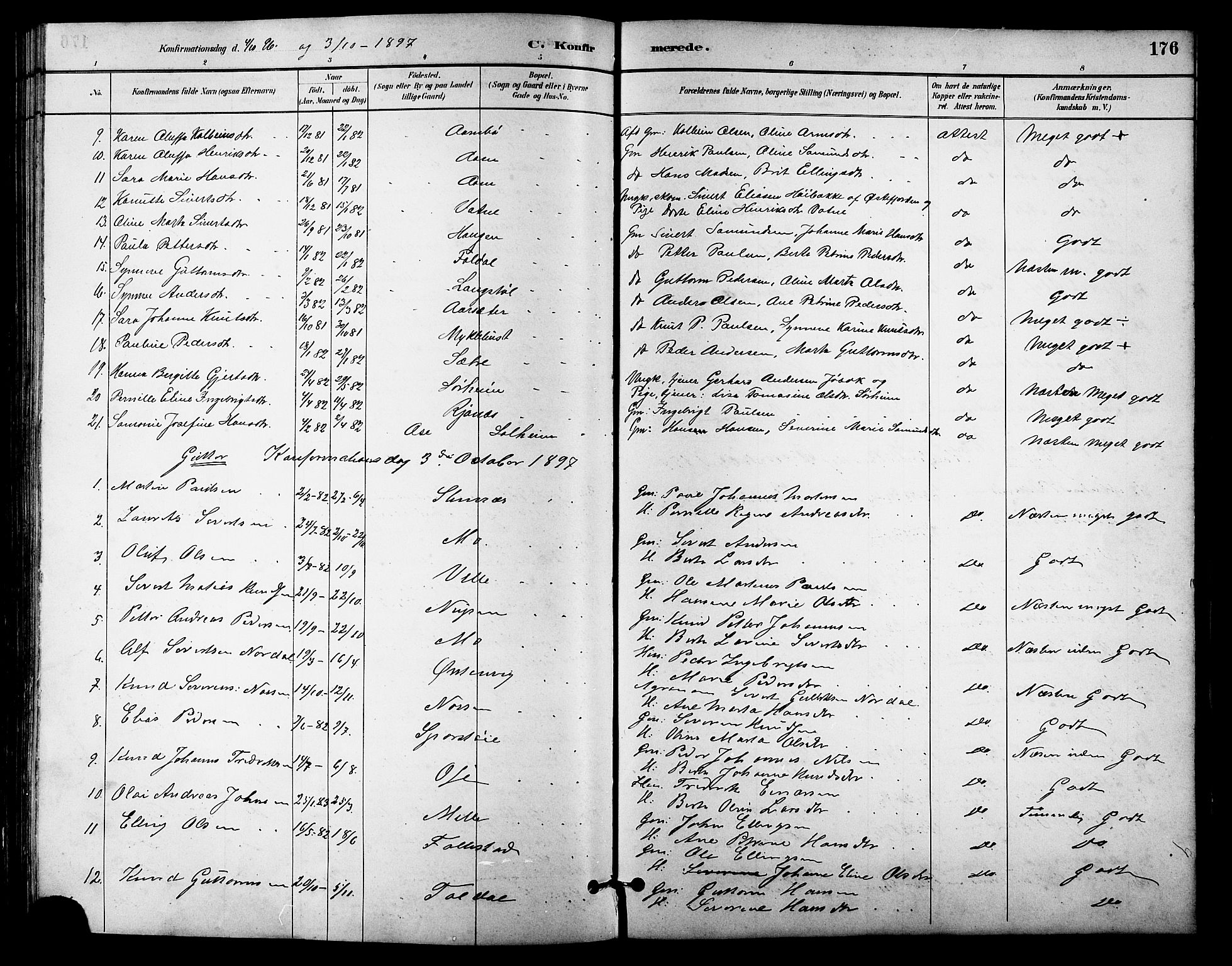 Ministerialprotokoller, klokkerbøker og fødselsregistre - Møre og Romsdal, AV/SAT-A-1454/513/L0189: Parish register (copy) no. 513C03, 1883-1904, p. 176