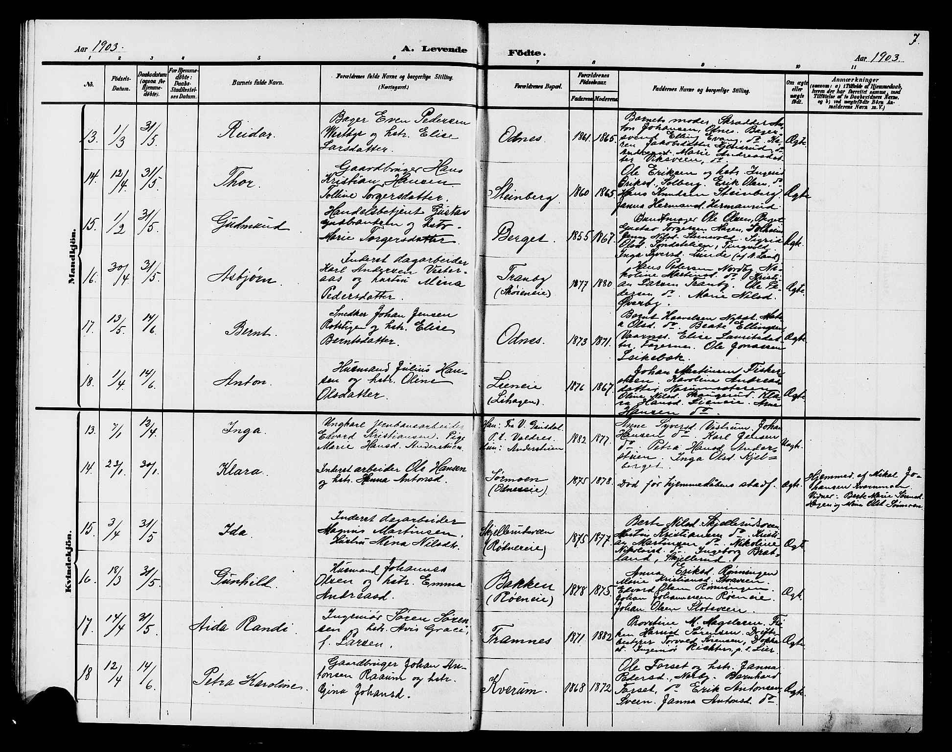 Søndre Land prestekontor, AV/SAH-PREST-122/L/L0005: Parish register (copy) no. 5, 1902-1911, p. 7