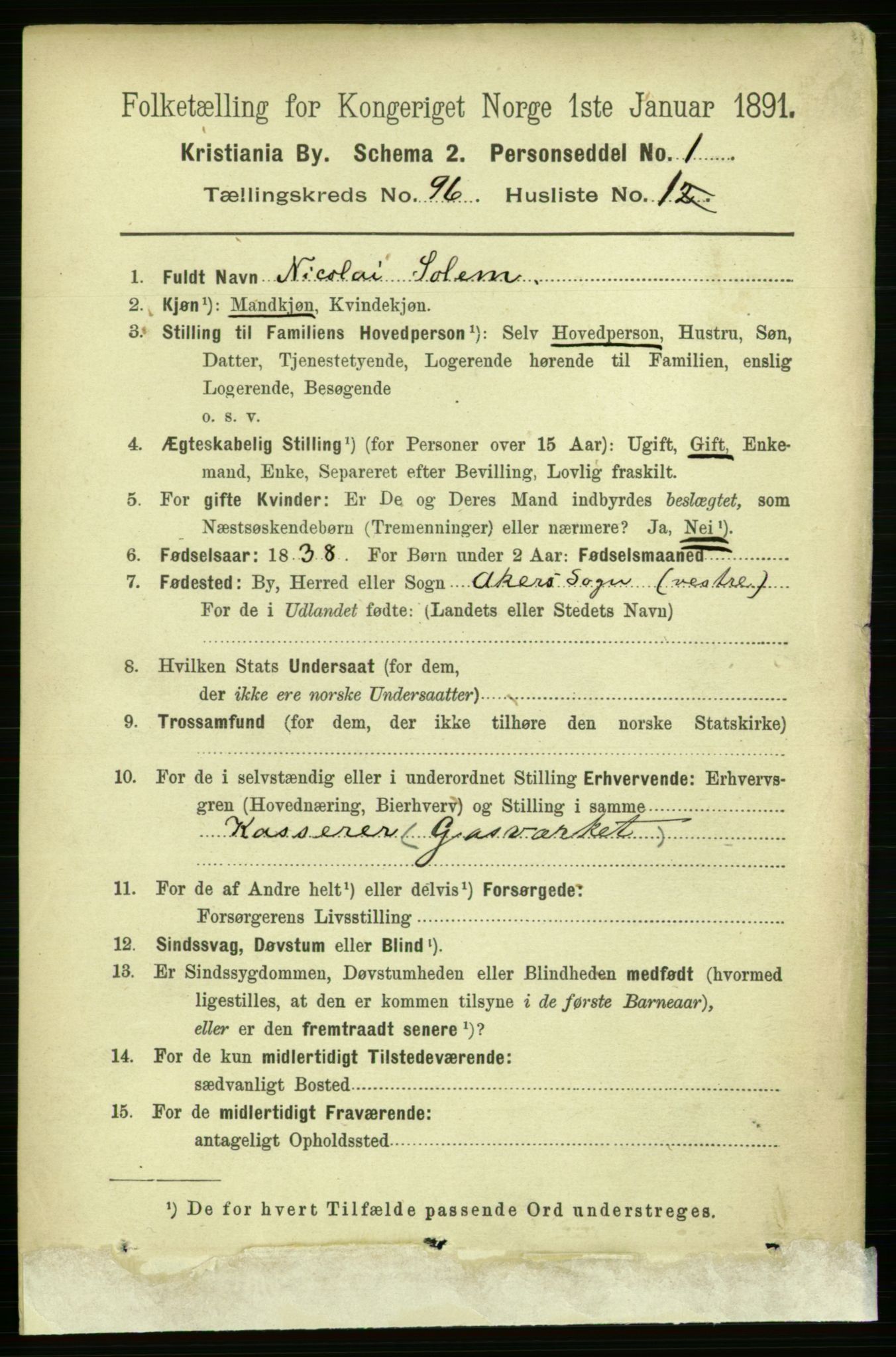 RA, 1891 census for 0301 Kristiania, 1891, p. 46540