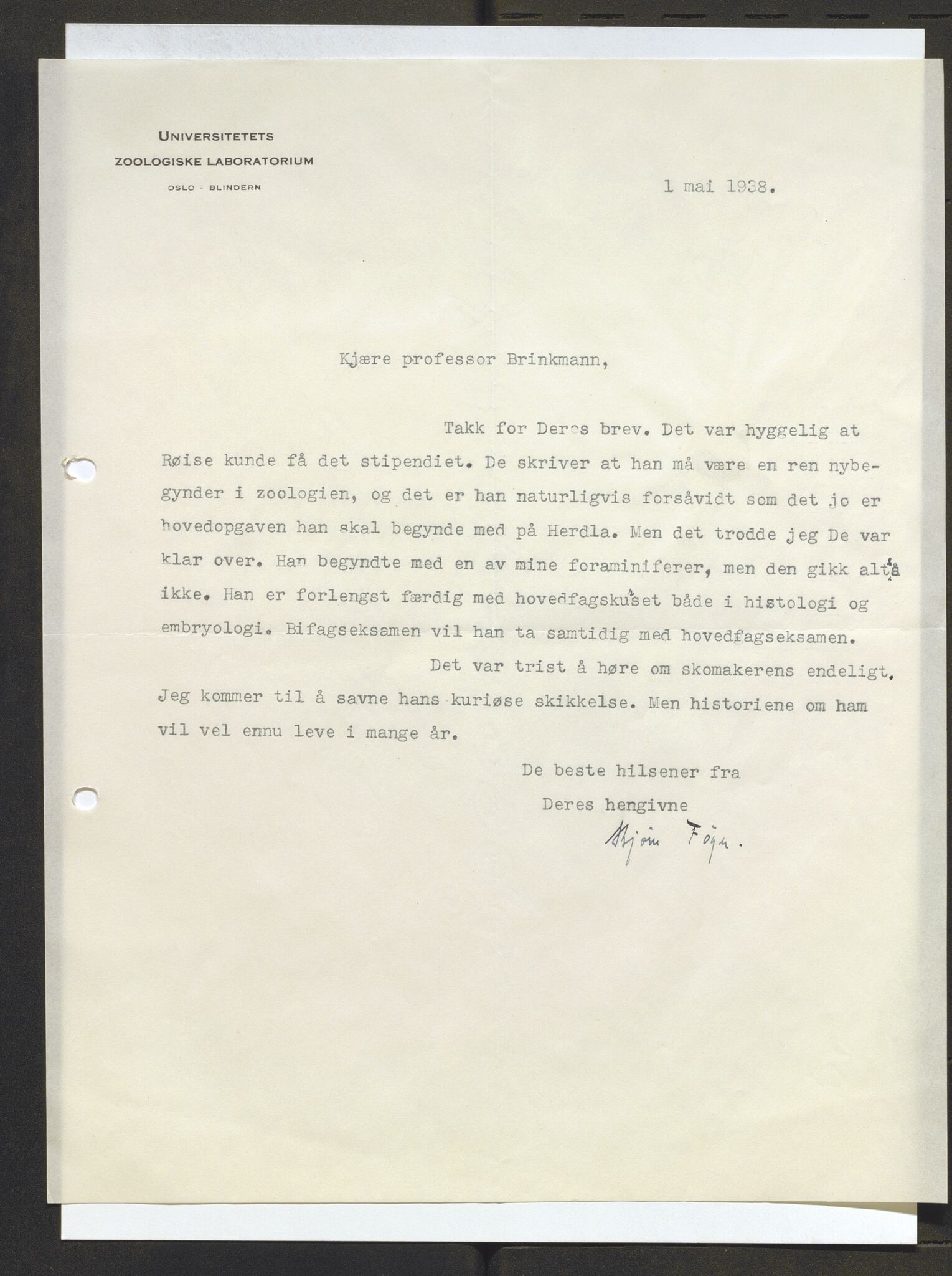 Bergens Museum, AV/SAB-A-17301/13/D/L0002: Korrespondanse , 1928-1940, p. 452