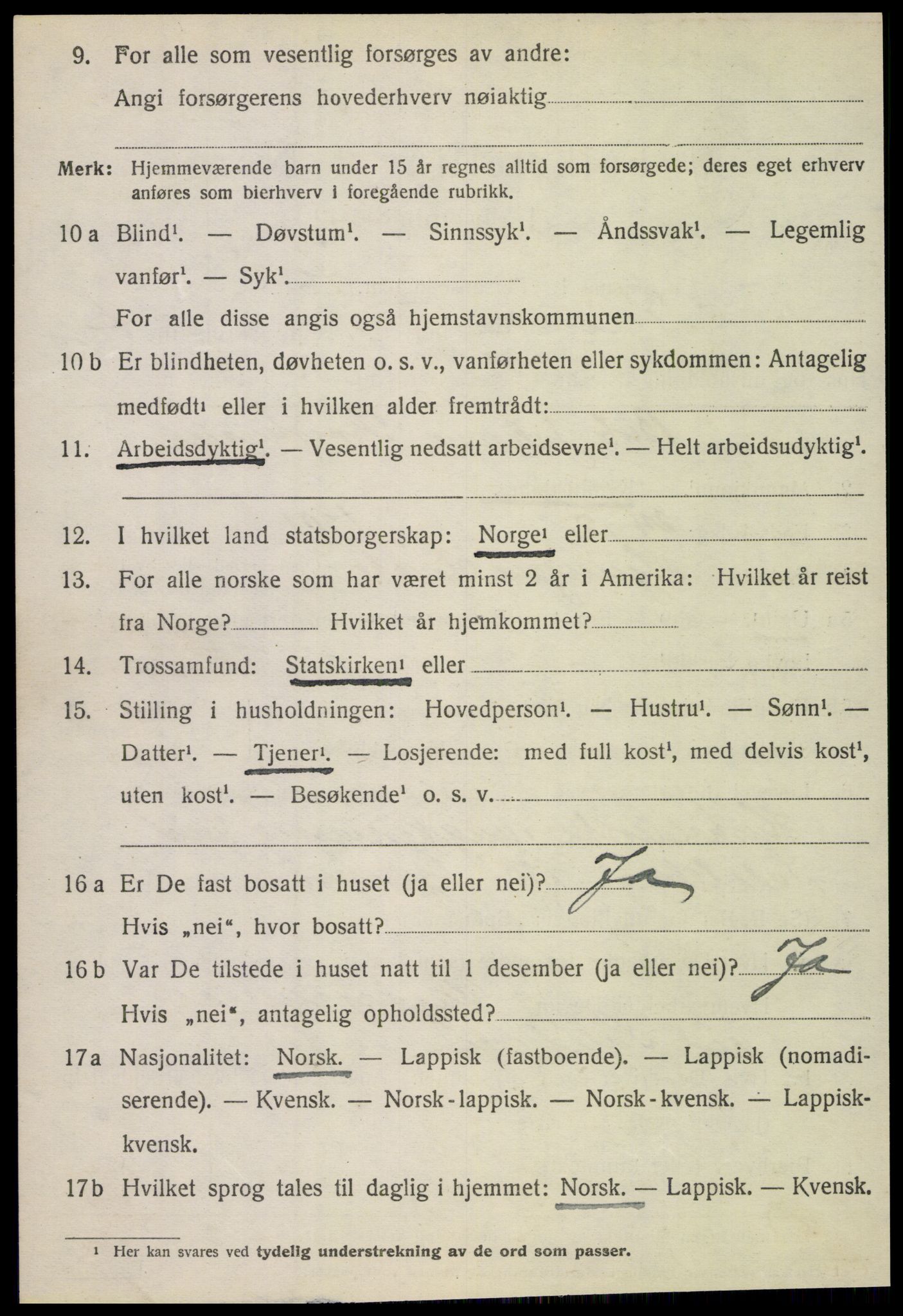 SAT, 1920 census for Fauske, 1920, p. 4171