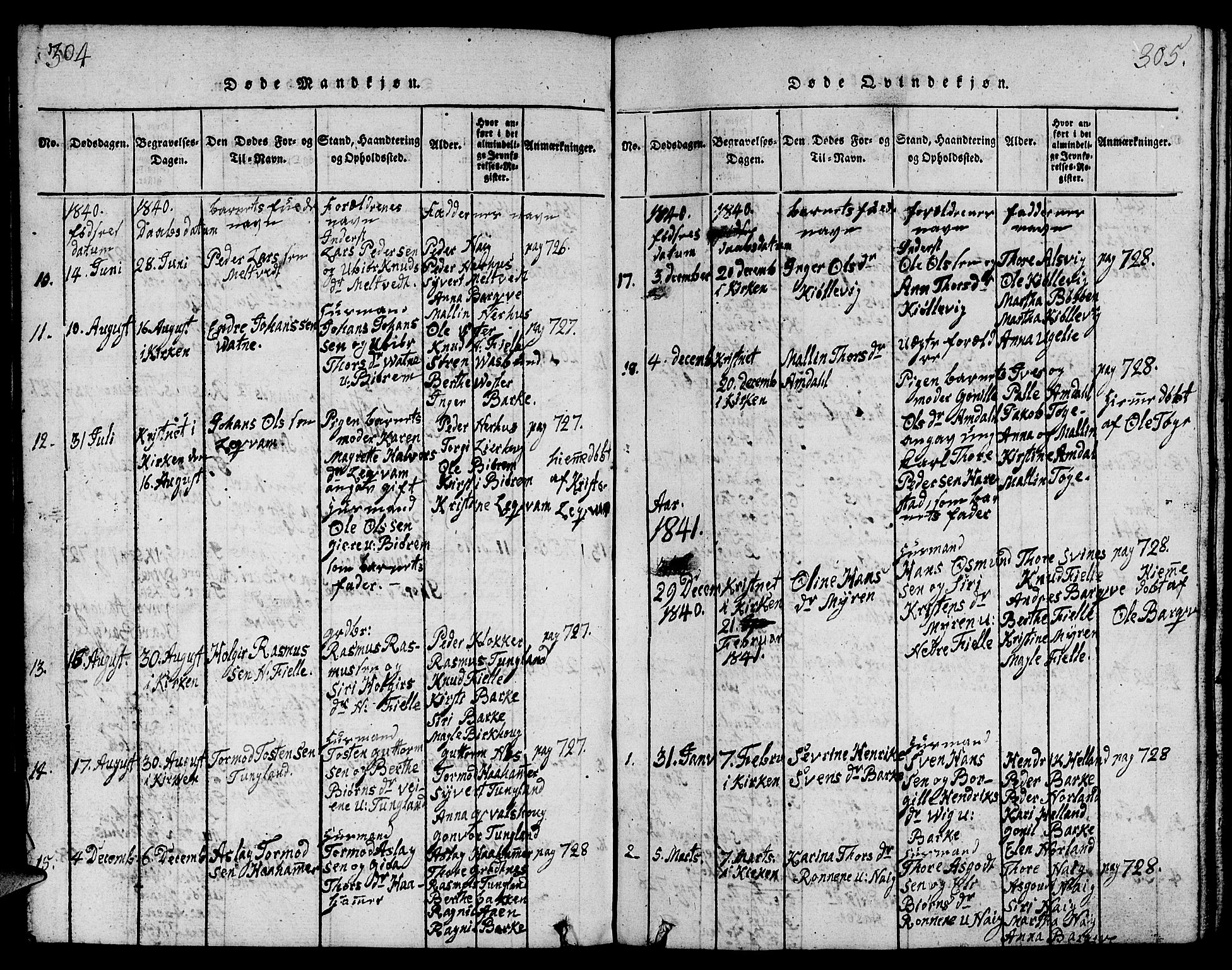 Strand sokneprestkontor, SAST/A-101828/H/Ha/Hab/L0001: Parish register (copy) no. B 1, 1816-1854, p. 304-305