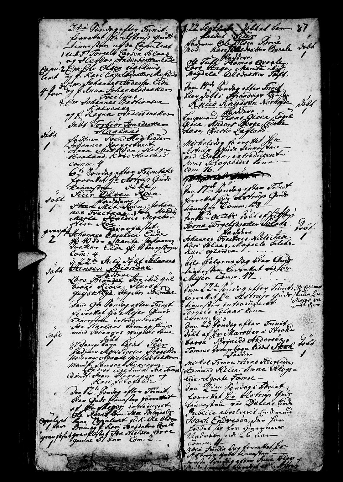 Os sokneprestembete, SAB/A-99929: Parish register (official) no. A 3, 1669-1760, p. 87