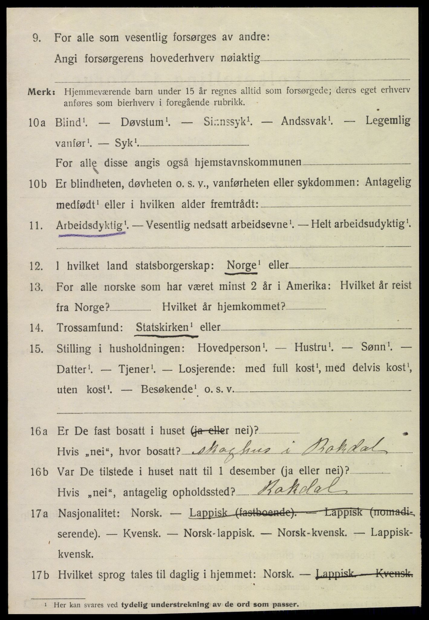 SAT, 1920 census for Ogndal, 1920, p. 3332