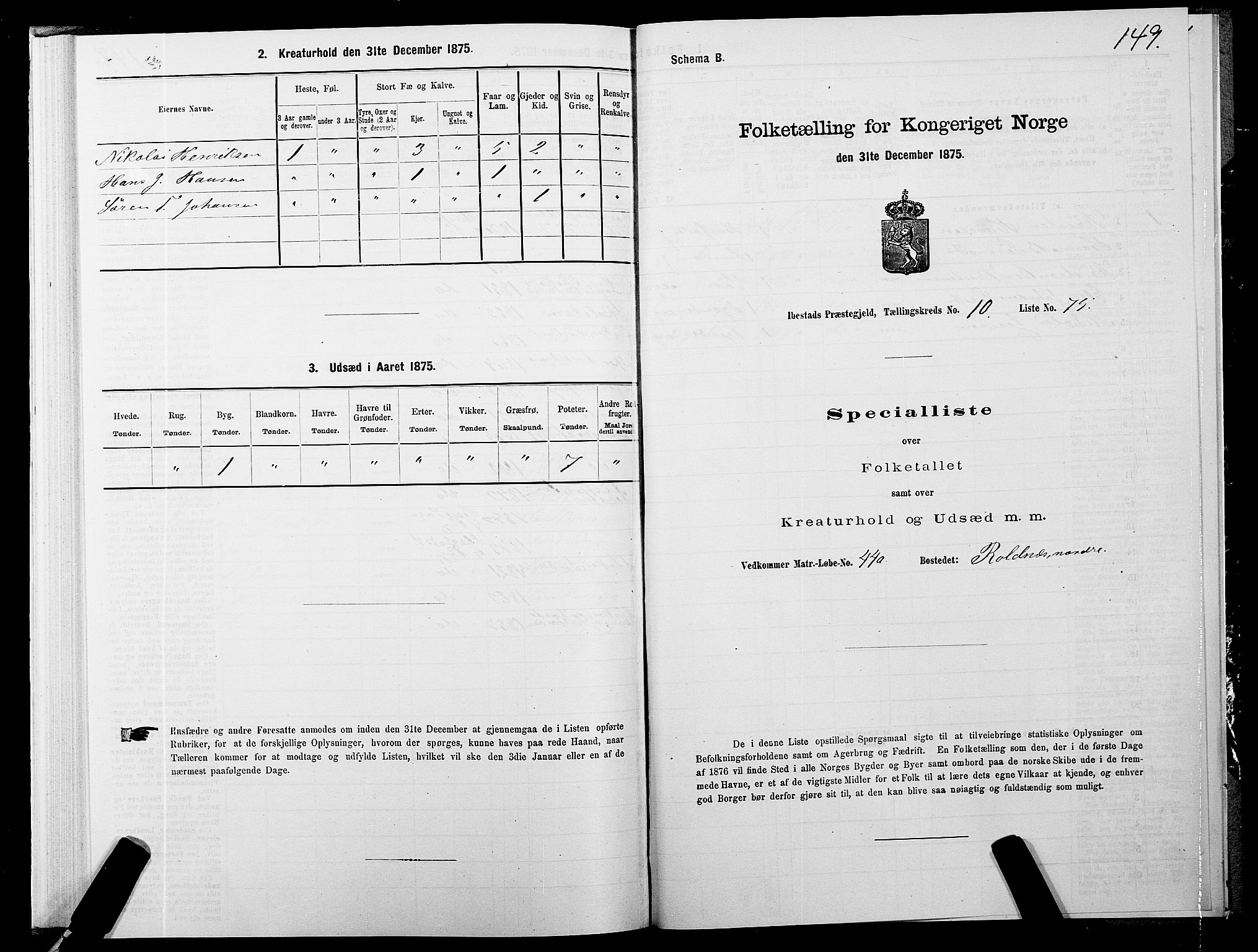 SATØ, 1875 census for 1917P Ibestad, 1875, p. 7149