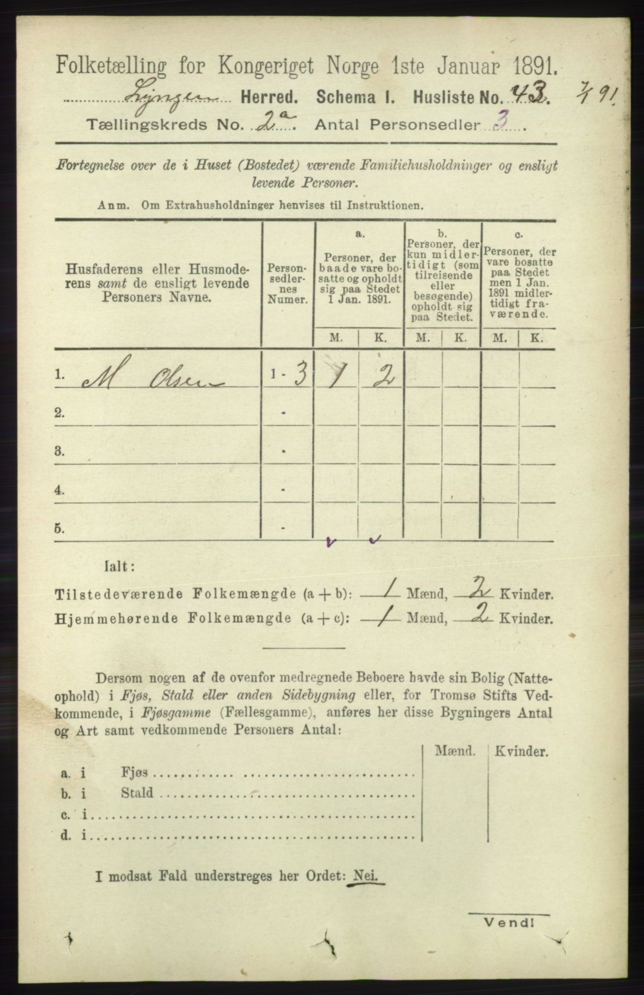 RA, 1891 census for 1938 Lyngen, 1891, p. 1970