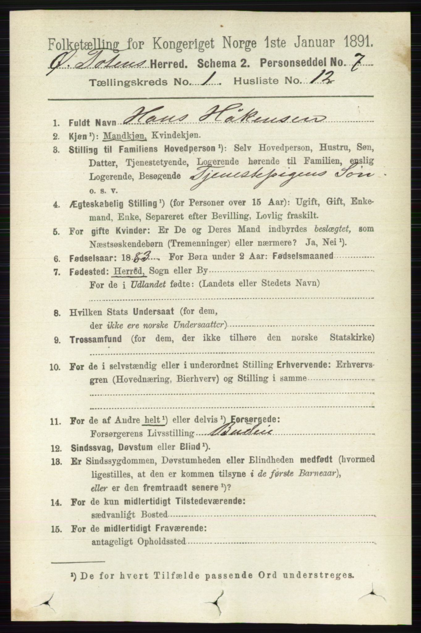 RA, 1891 census for 0528 Østre Toten, 1891, p. 216