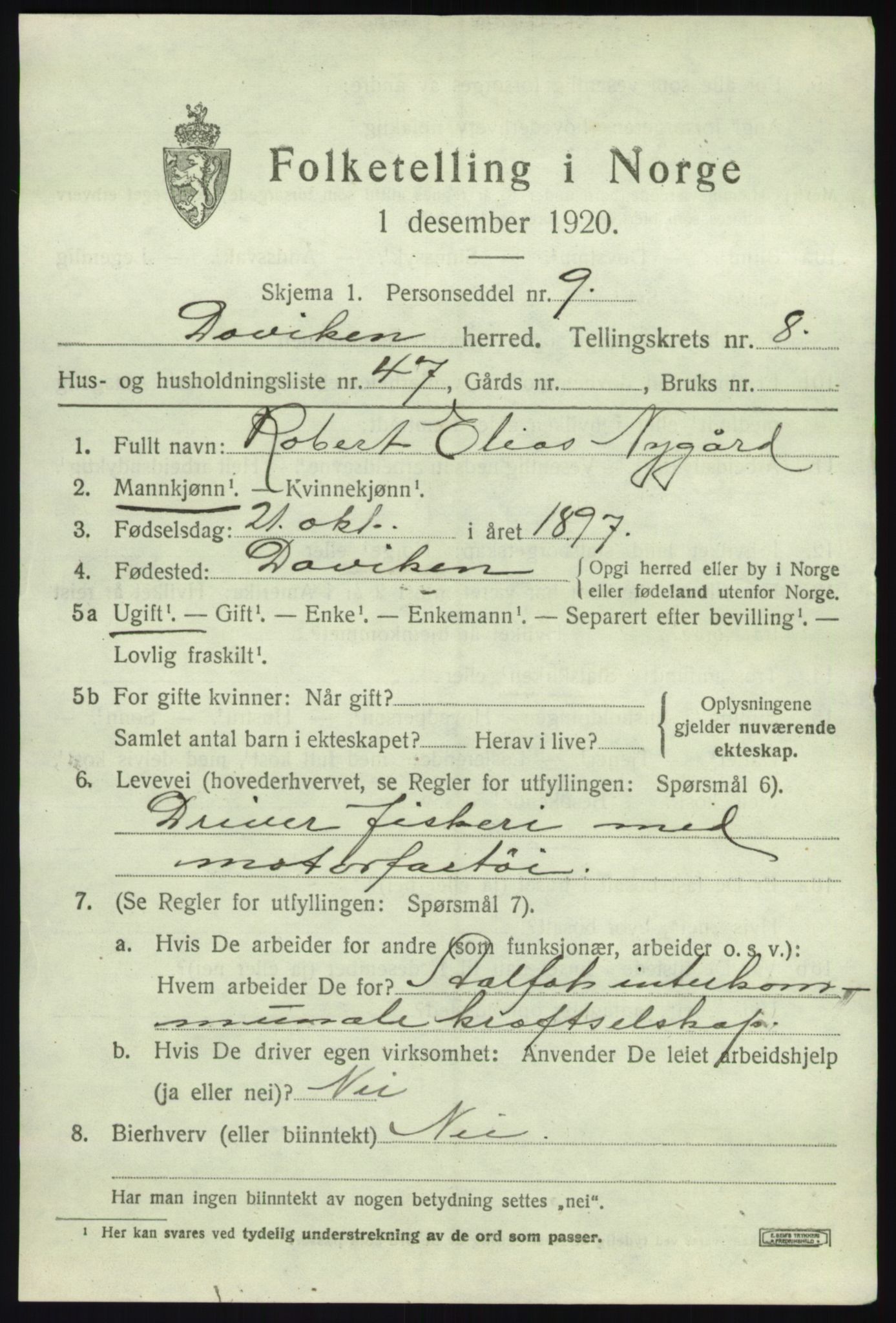 SAB, 1920 census for Davik, 1920, p. 4789