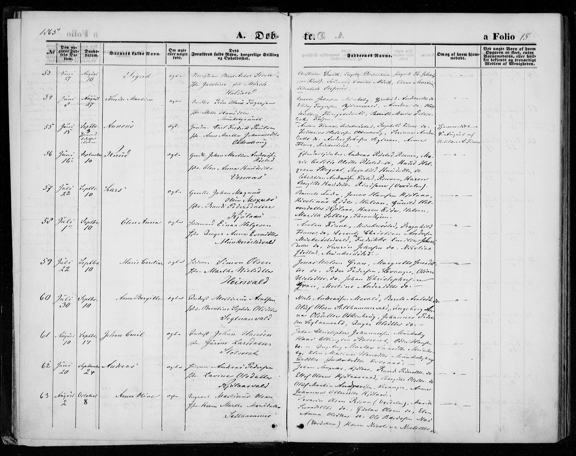 Ministerialprotokoller, klokkerbøker og fødselsregistre - Nord-Trøndelag, AV/SAT-A-1458/721/L0206: Parish register (official) no. 721A01, 1864-1874, p. 15