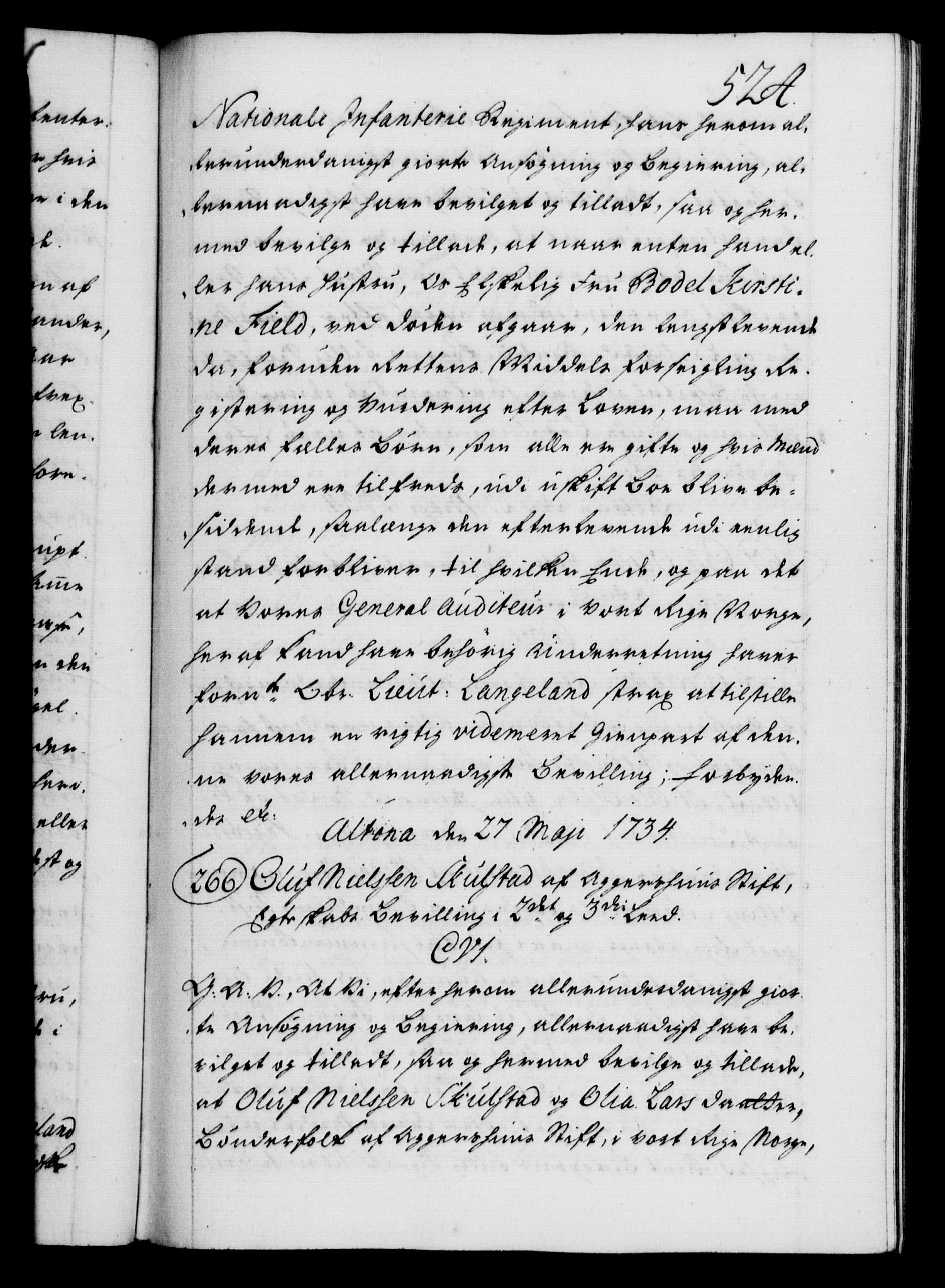 Danske Kanselli 1572-1799, AV/RA-EA-3023/F/Fc/Fca/Fcaa/L0028: Norske registre, 1733-1734, p. 524a