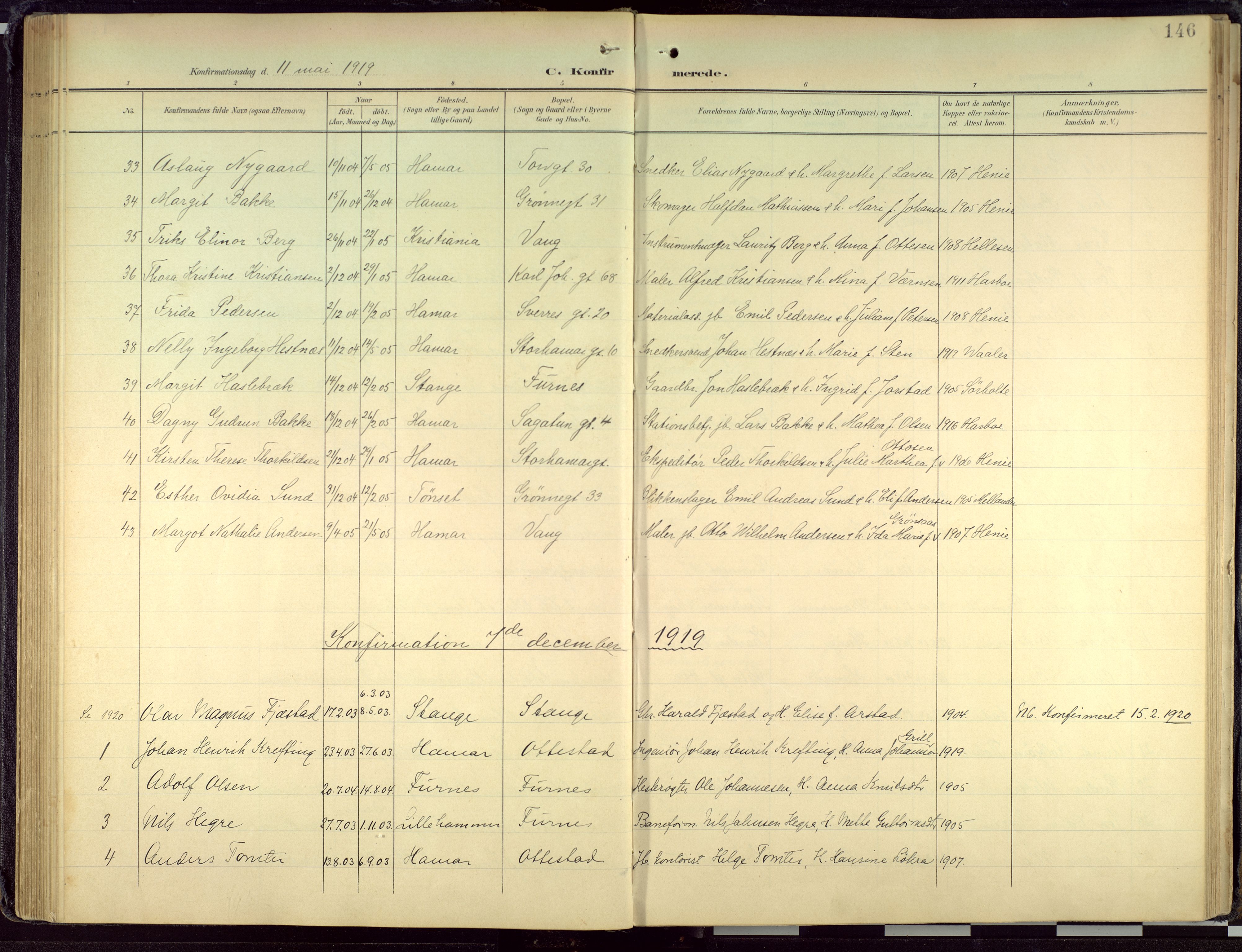 Hamar prestekontor, AV/SAH-DOMPH-002/H/Ha/Haa/L0004: Parish register (official) no. 4, 1899-1973, p. 146