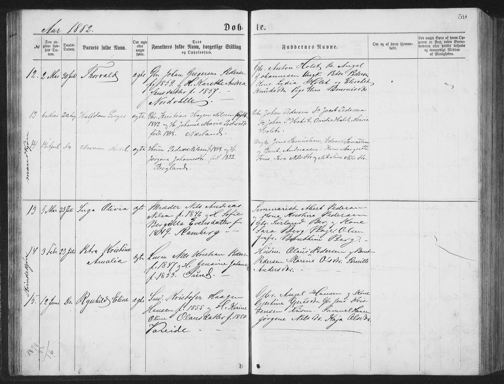 Ministerialprotokoller, klokkerbøker og fødselsregistre - Nordland, AV/SAT-A-1459/885/L1213: Parish register (copy) no. 885C02, 1874-1892, p. 59