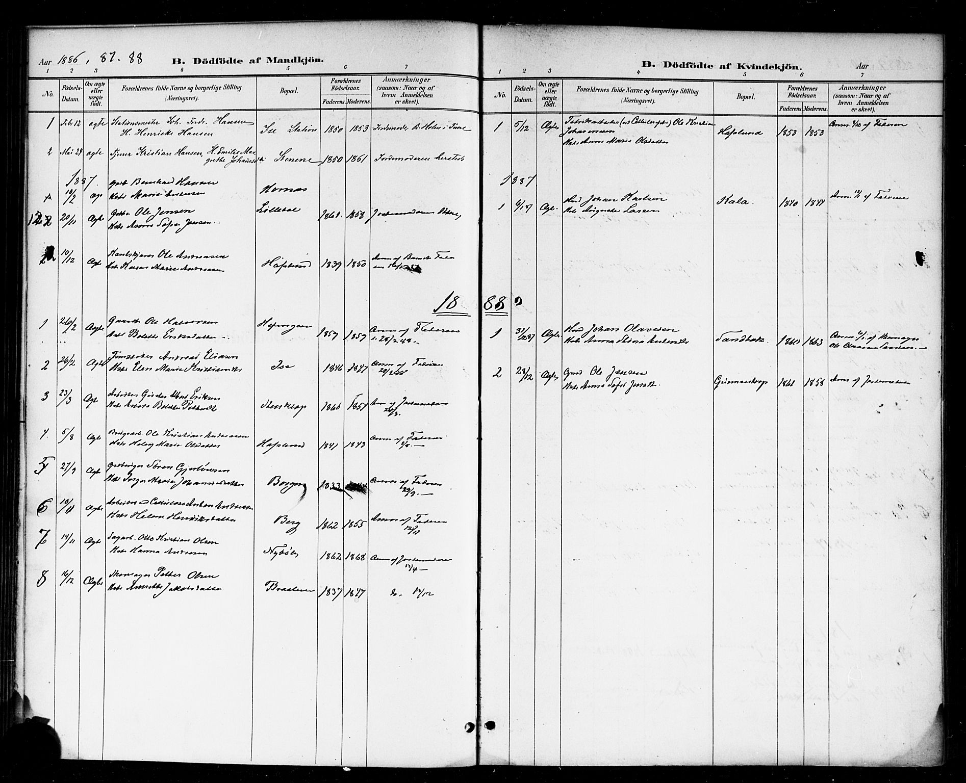 Skjeberg prestekontor Kirkebøker, AV/SAO-A-10923/F/Fa/L0009: Parish register (official) no. I 9, 1886-1897