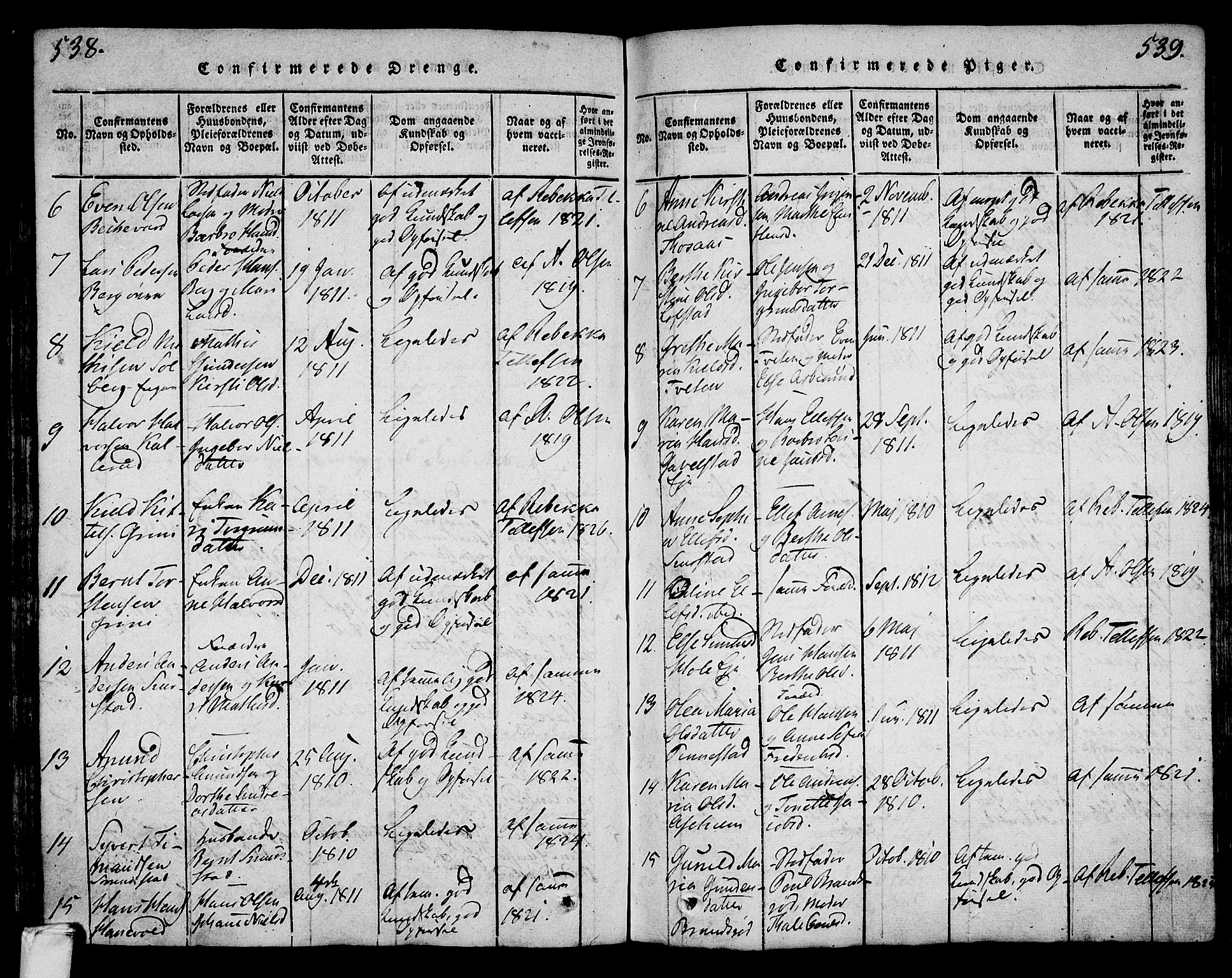 Lardal kirkebøker, SAKO/A-350/F/Fa/L0005: Parish register (official) no. I 5, 1814-1835, p. 538-539