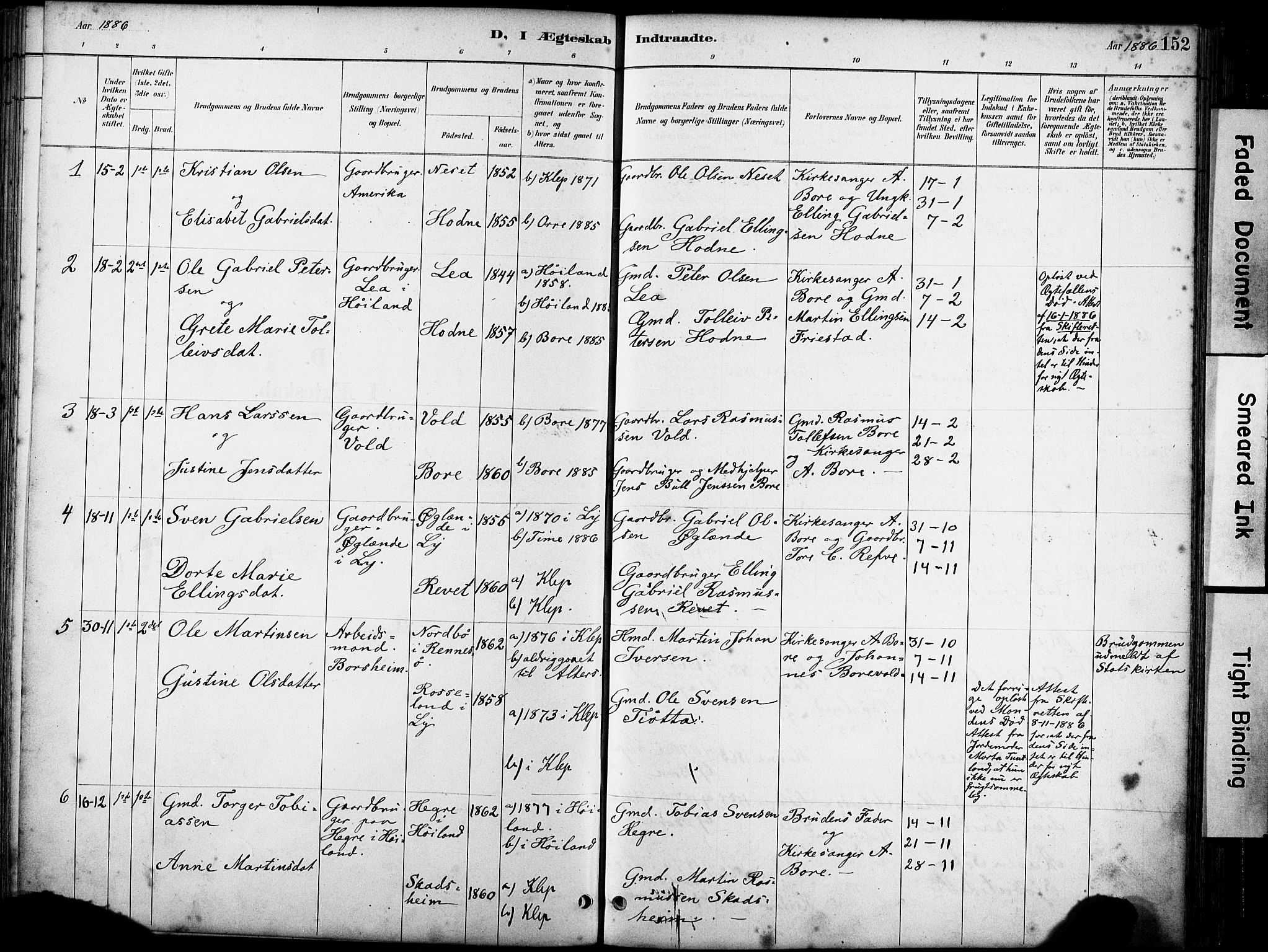 Klepp sokneprestkontor, SAST/A-101803/001/3/30BA/L0008: Parish register (official) no. A 9, 1886-1919, p. 152