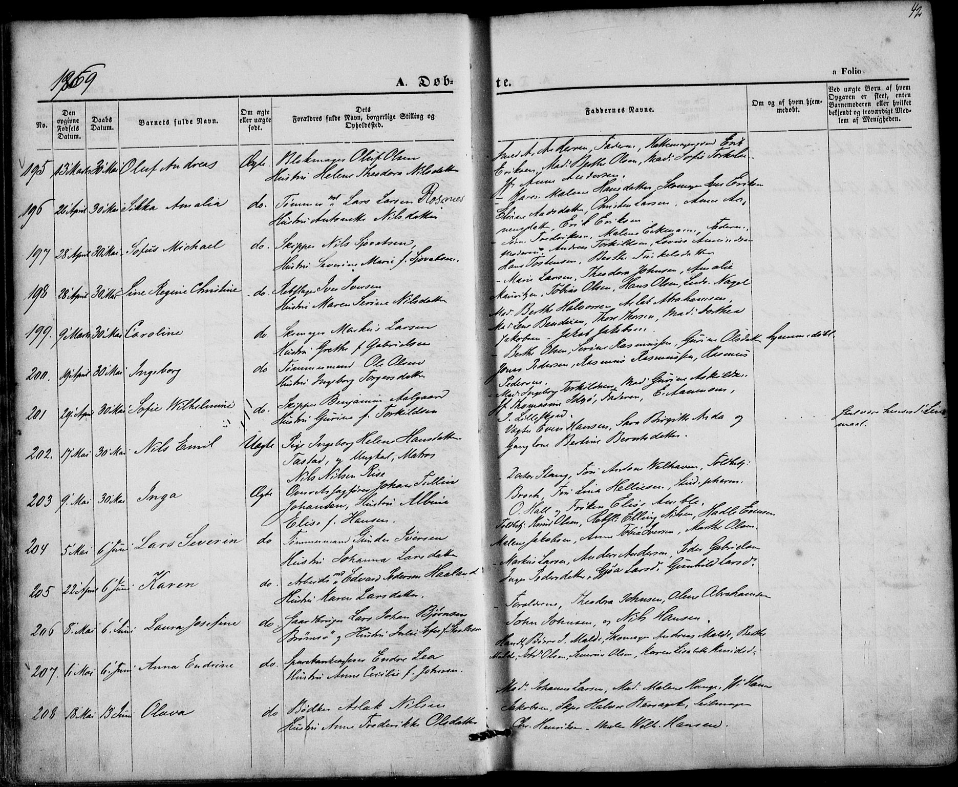 St. Petri sokneprestkontor, AV/SAST-A-101813/001/30/30BA/L0008: Parish register (official) no. A 8, 1868-1876, p. 42